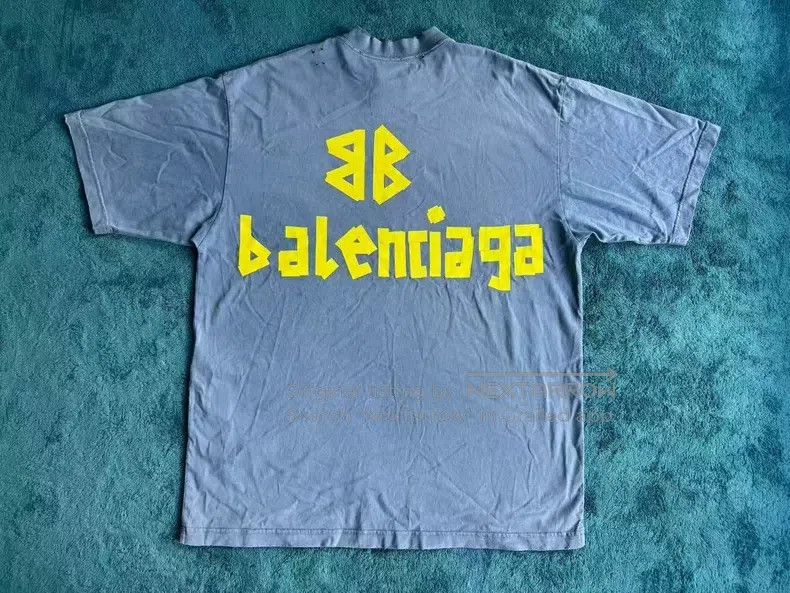 Balenciaga Balenciaga Tape Printed Short Sleeve T-Shirt in Blue Size US M / EU 48-50 / 2 - 2 Thumbnail