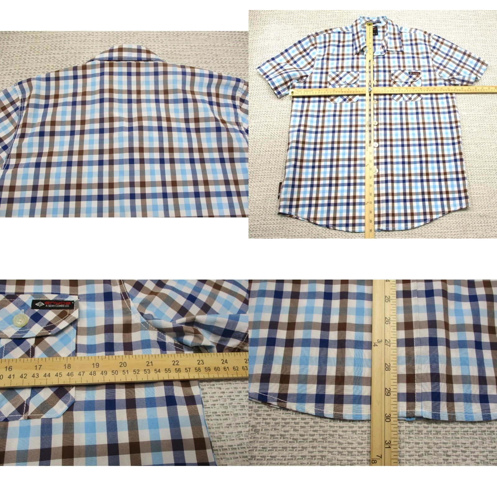 Enyce VINTAGE Enyce Shirt Mens L Blue Plaid Short Sleeve Button-Up Pockets Y2K 90s 80s Size US L / EU 52-54 / 3 - 8 Thumbnail