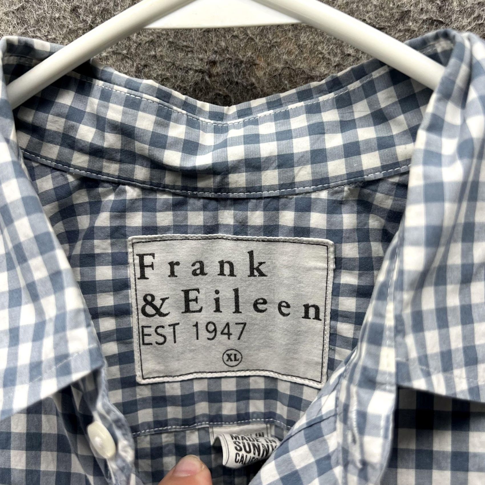 Frank & Eileen Frank & Eileen Shirt Mens XL Blue Gingham Check Button Front Italy Long Sleeve Size US XL / EU 56 / 4 - 5 Thumbnail