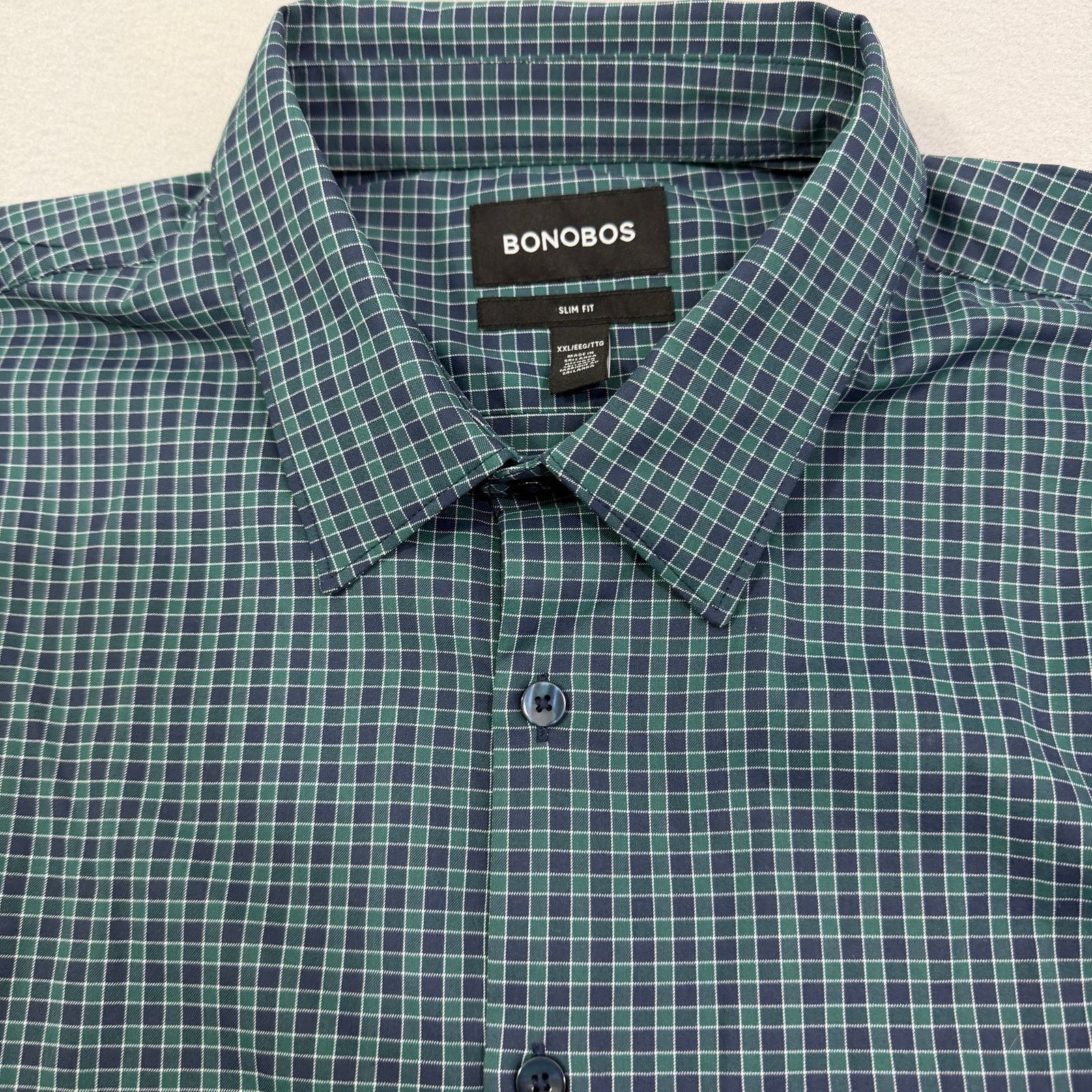 Bonobos Bonobos Slim Fit Button Shirt Men's 2XL Green Blue Plaid Size US XXL / EU 58 / 5 - 3 Thumbnail