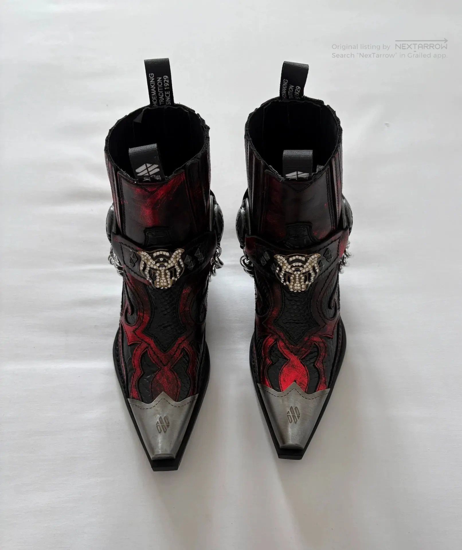 New Rock Punk Studded Pointed Crystal Tiger Skull Boots, Women's (Size 6) — image 4 of 6