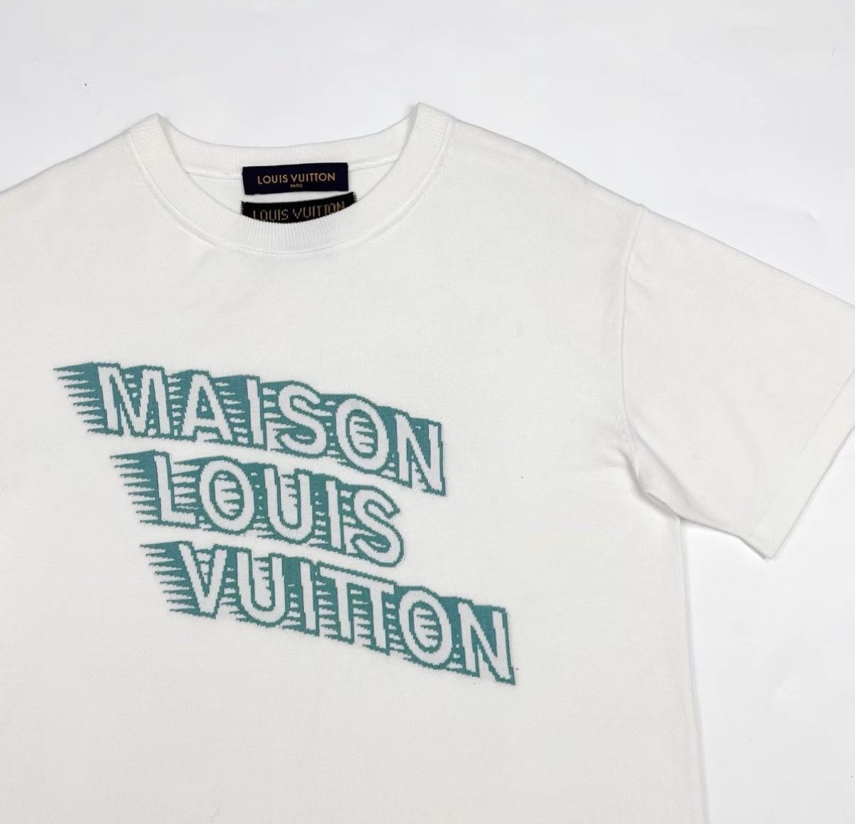 Louis Vuitton Louis Vuitton LV White Phantom Logo Knit Short Sleeve K12 Size US M / EU 48-50 / 2 - 5 Thumbnail