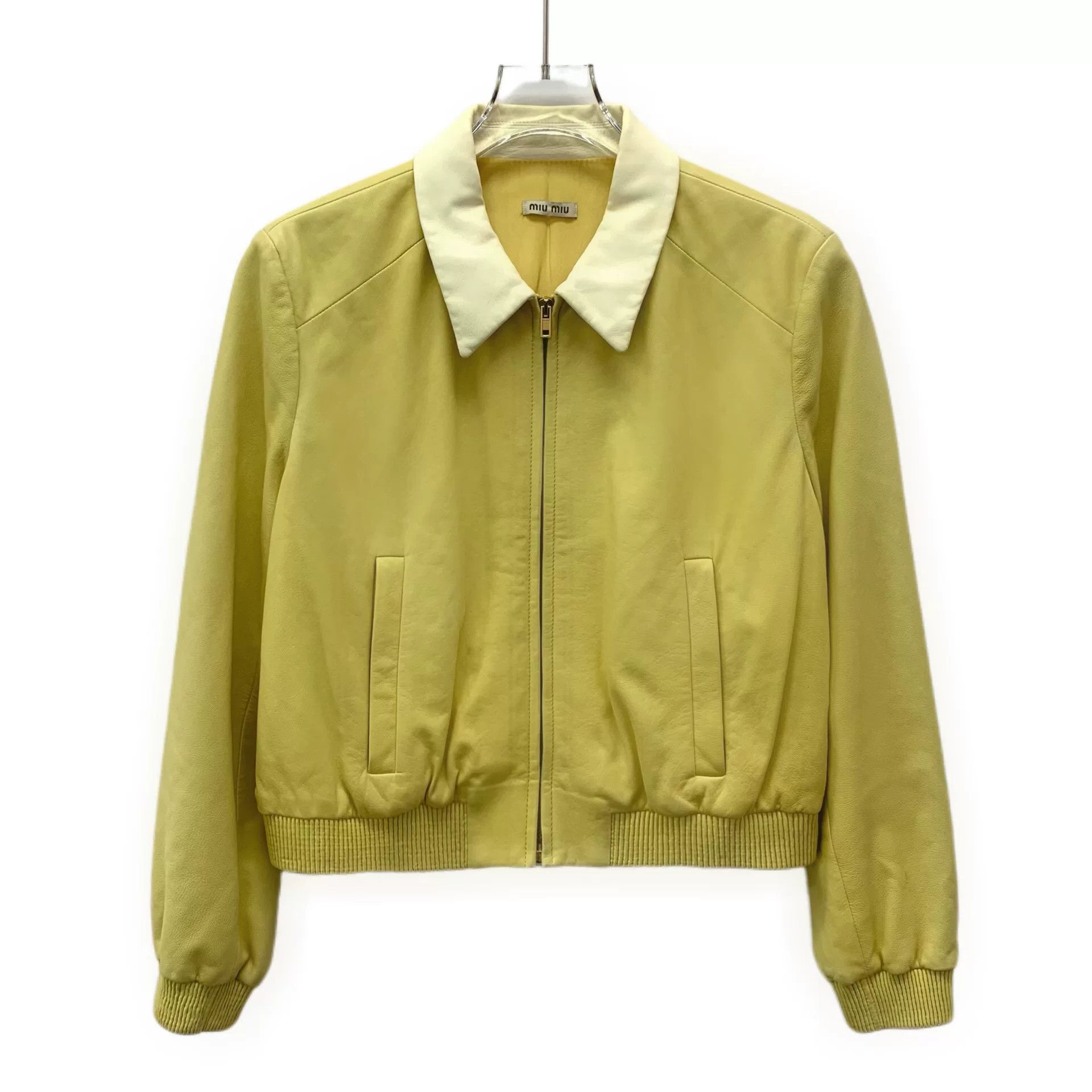 Miu Miu miu miu yellow lambskin zip-up jacket Size US M / EU 48-50 / 2 - 1 Thumbnail