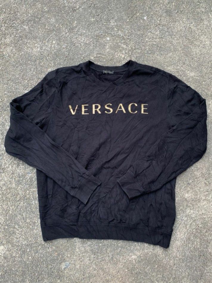 Designer × Versace Versace Gold Script Crewneck Size US XL / EU 56 / 4 - 3 Thumbnail