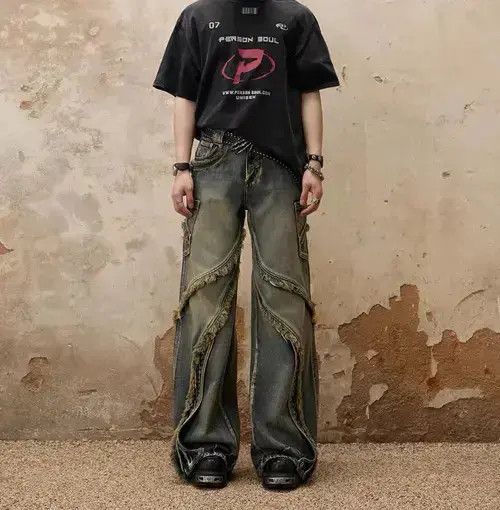 High Sport × Japanese Brand × Ring Of Fire Retro Soul Heavy Fringe Raw Edge Jeans Size US 30 / EU 46 - 1 Thumbnail