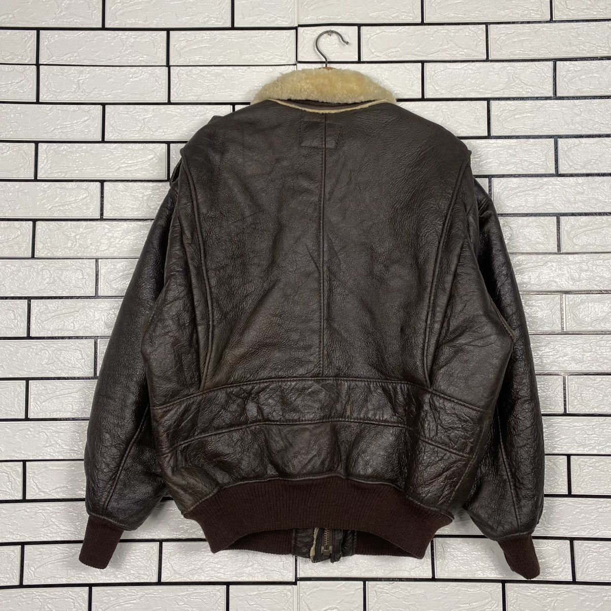 Vintage 🔥VINTAGE SHEARLING GENUINE LEATHER JACKET AVIATION USA Size US XL / EU 56 / 4 - 9 Thumbnail