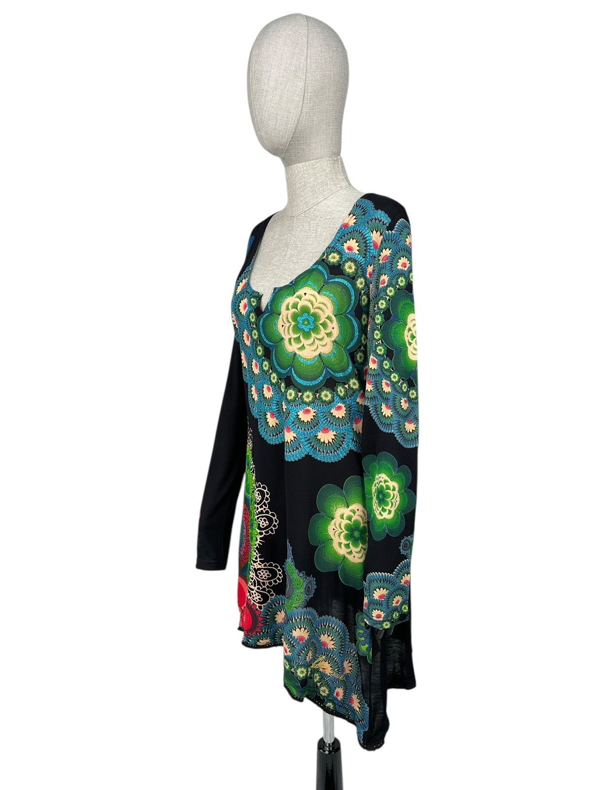 Desigual DESIGUAL Floral Print Long Sleeve Dress 100% Viscose size L Size L / US 10 / IT 46 - 3 Thumbnail