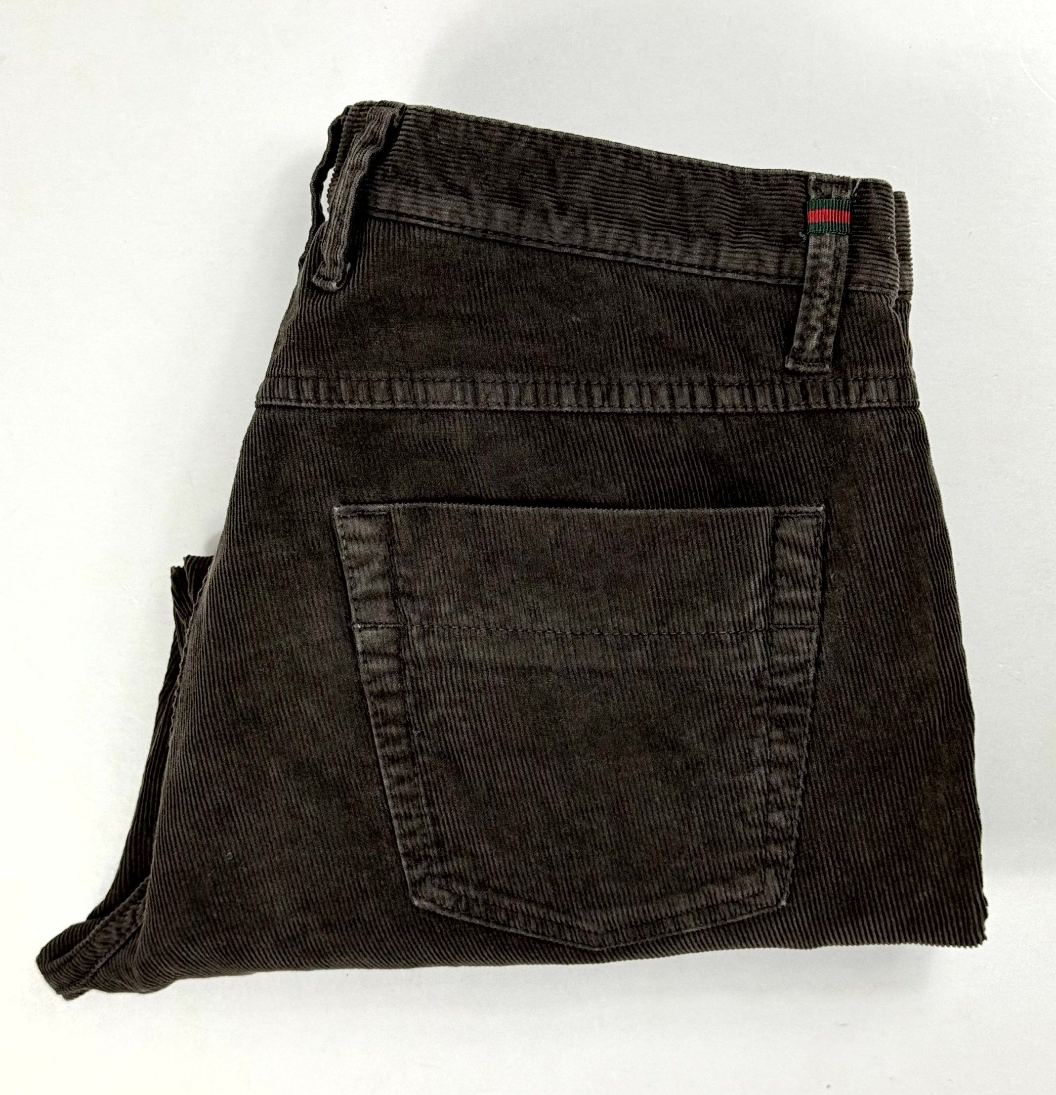 Gucci Skinny Fit Indigo Mocha Brown Corduroy Jeans Size 32