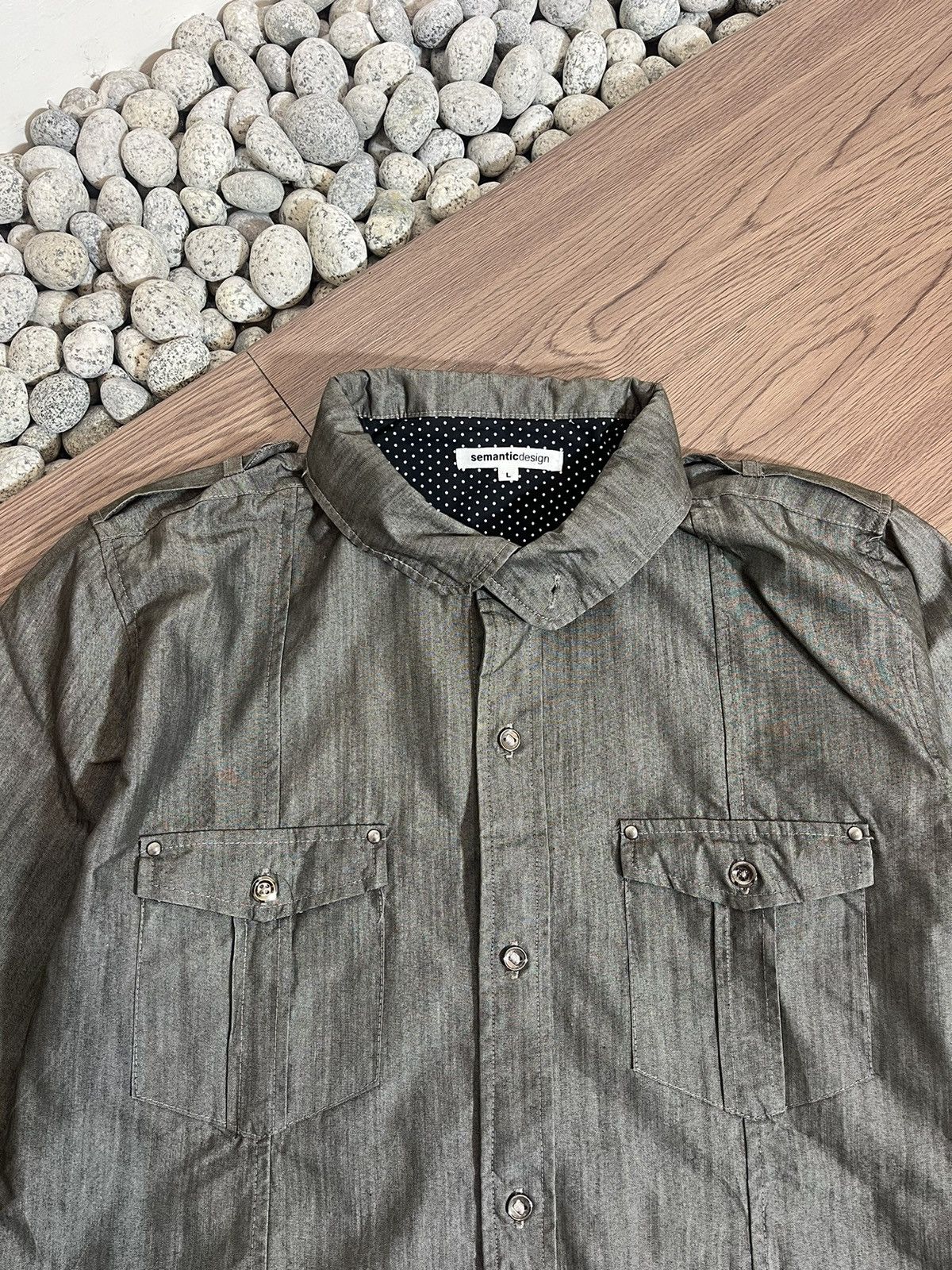 Japanese Brand × Le Grande Bleu (L.G.B.) × semanticdesign Semantic Design Double Collar Coated Shirt Size US L / EU 52-54 / 3 - 6 Thumbnail