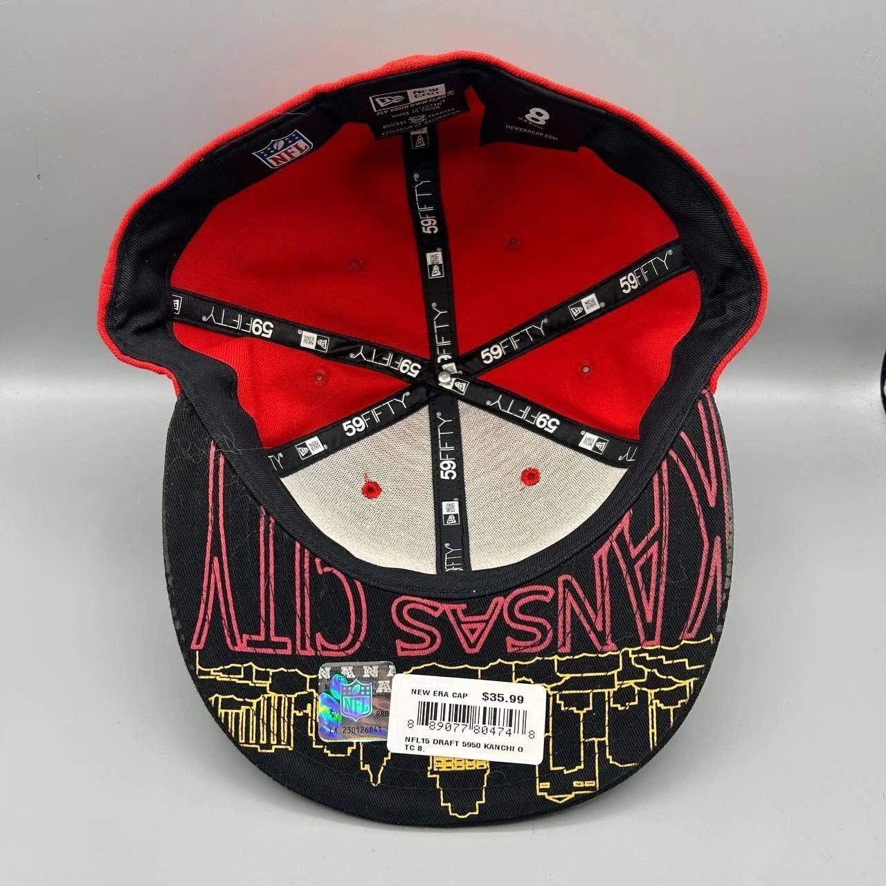 New Era Kansas City Chiefs Hat Men 8 Red Black NFL Fitted Cap Size ONE SIZE - 2 Thumbnail