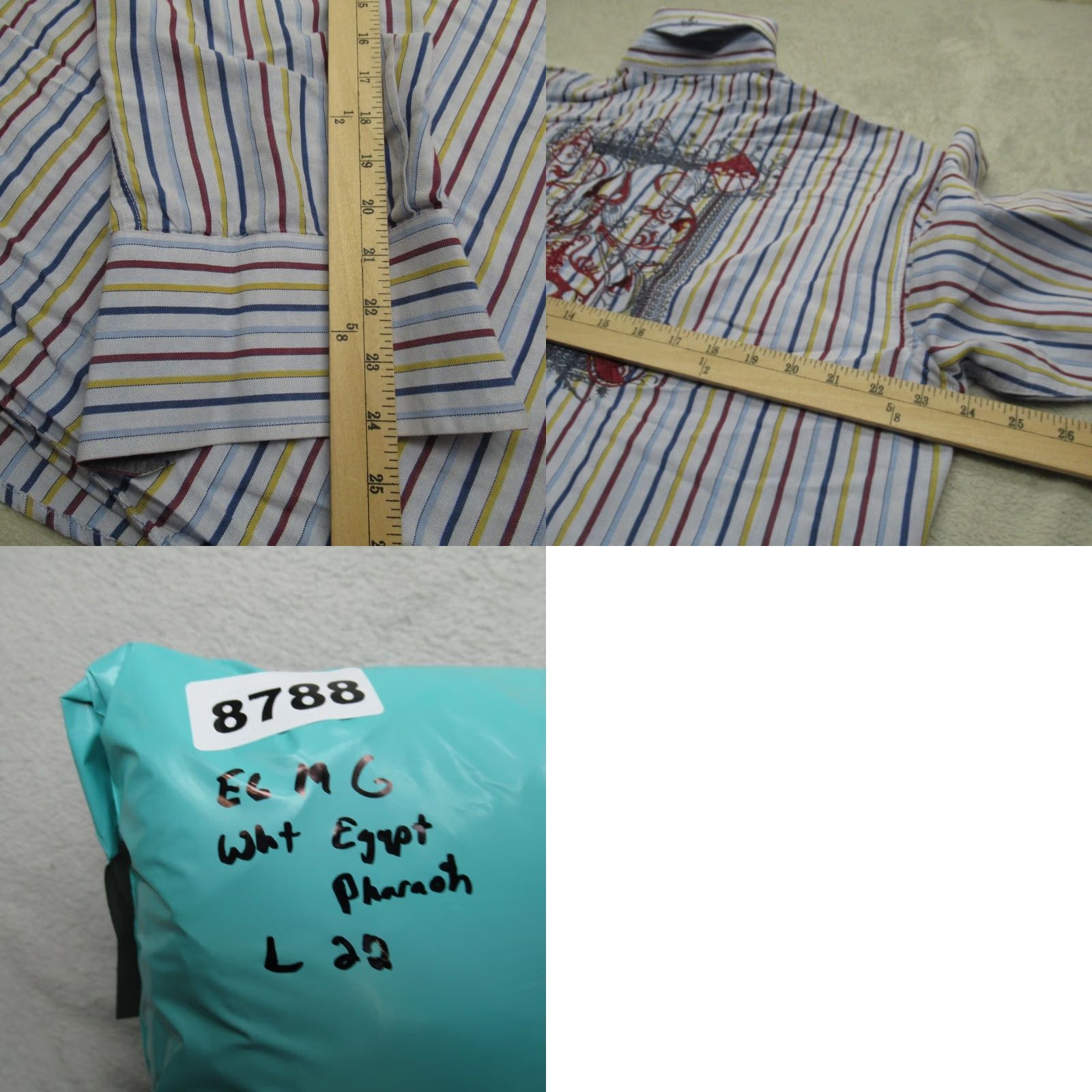 English Laundry English Laundry Shirt Men XL White Striped Egypt Pharoah Embroidered Embellished Size US XL / EU 56 / 4 - 9 Thumbnail