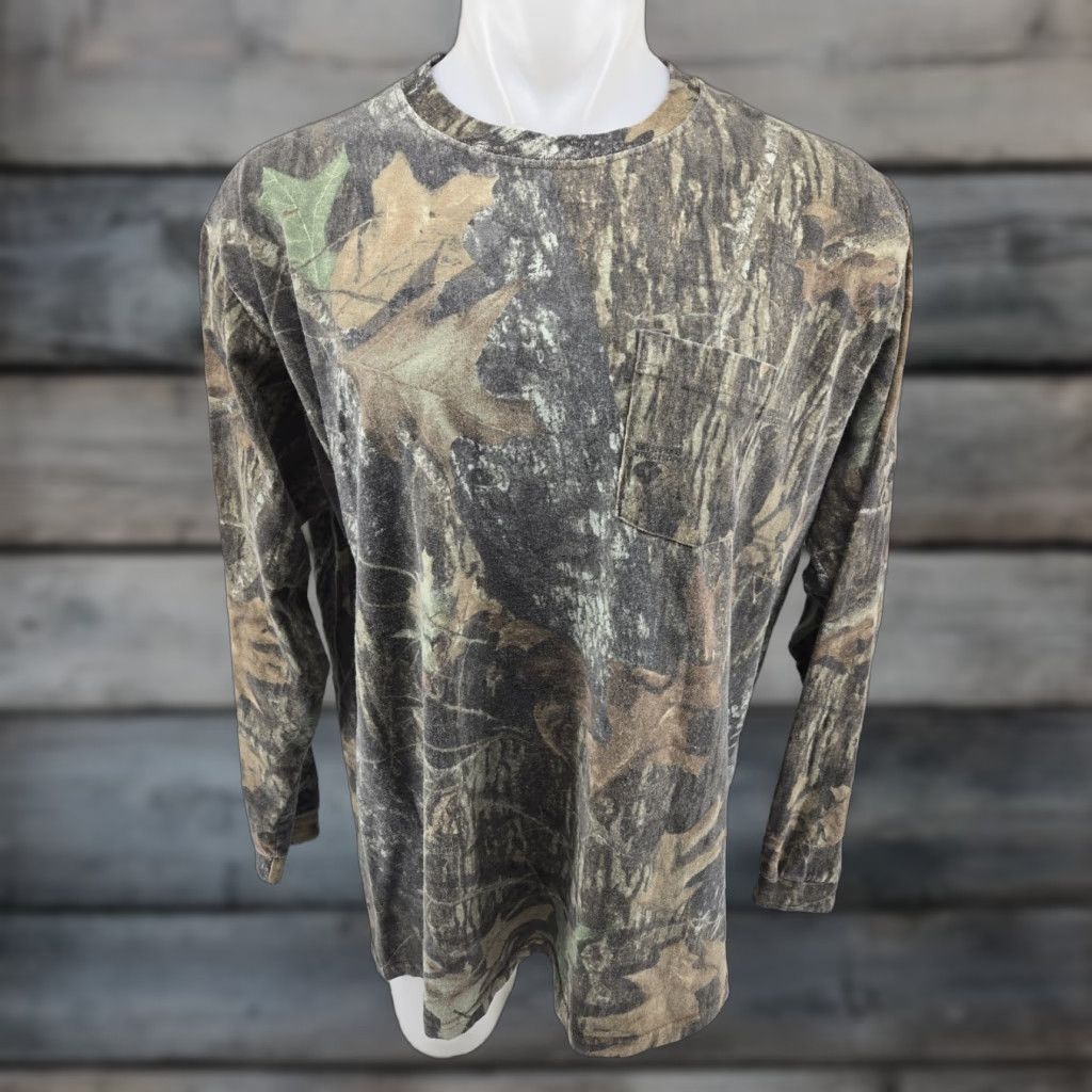 Jerzees VINTAGE Jerzees Outdoors Camo Shirt 2XL Long Sleeve Mossy Oak Breakup Pocket Mens Shirt Size US XXL / EU 58 / 5 - 1 Thumbnail