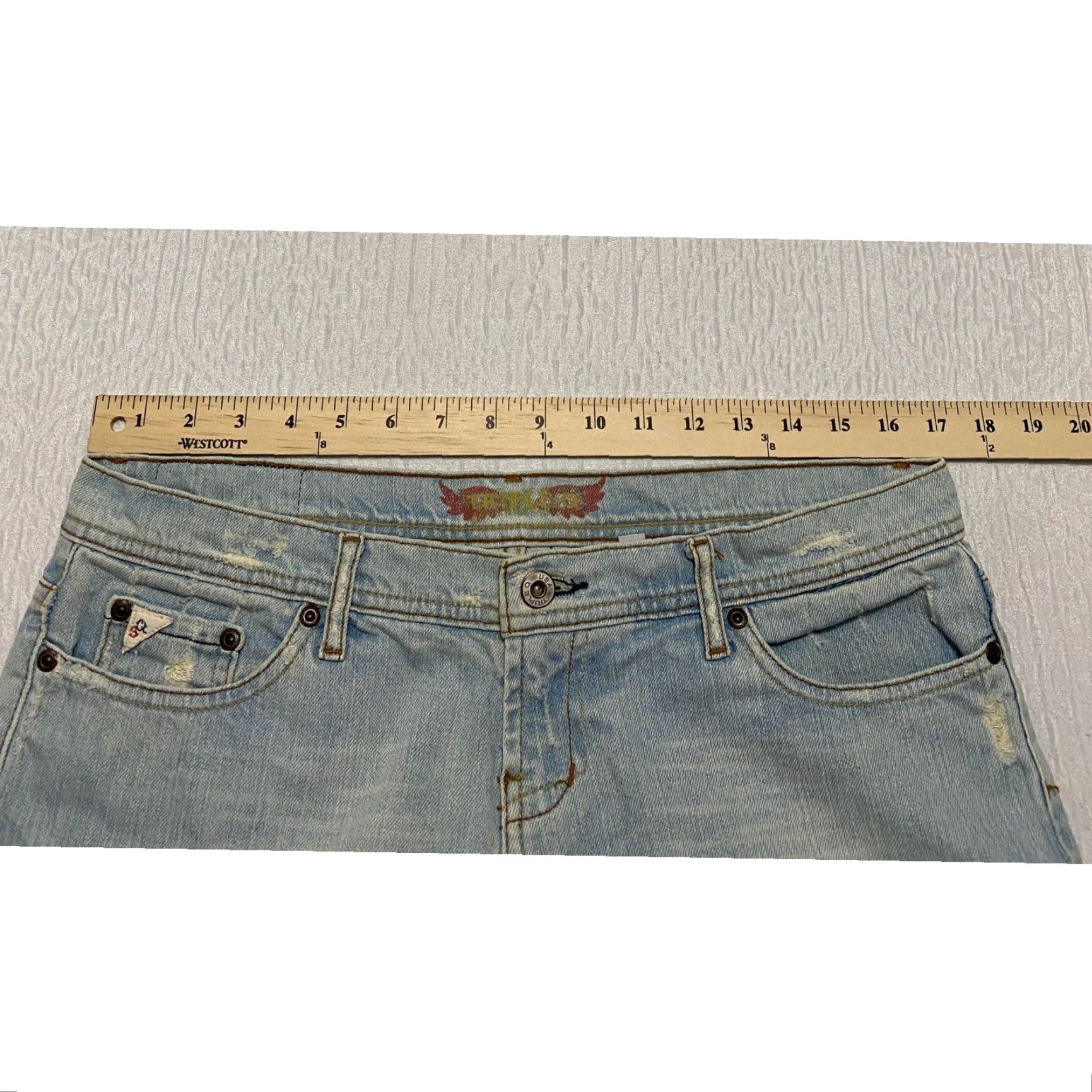 Denime VINTAGE Triple Q Deluxe Denim Bootcut Jeans Size 13 Light Wash Pockets Size 34" / US 12 / IT 48 - 7 Thumbnail