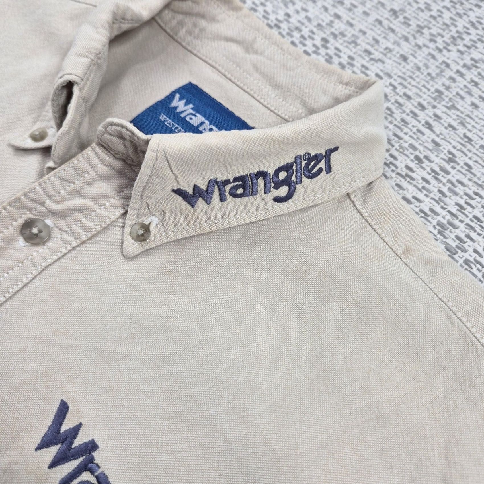 Wrangler Wrangler Button Up Shirt Adult Small Beige Long Sleeve Western Embroidered Shirts Casual Workwear Size US S / EU 44-46 / 1 - 3 Thumbnail