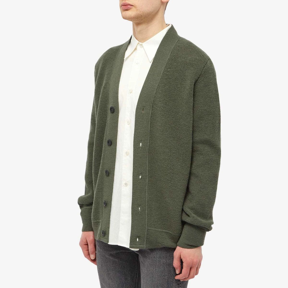 Margaret Howell MHL Men's Flatlock Cardigan in Uniform Green Size US S / EU 44-46 / 1 - 8 Thumbnail
