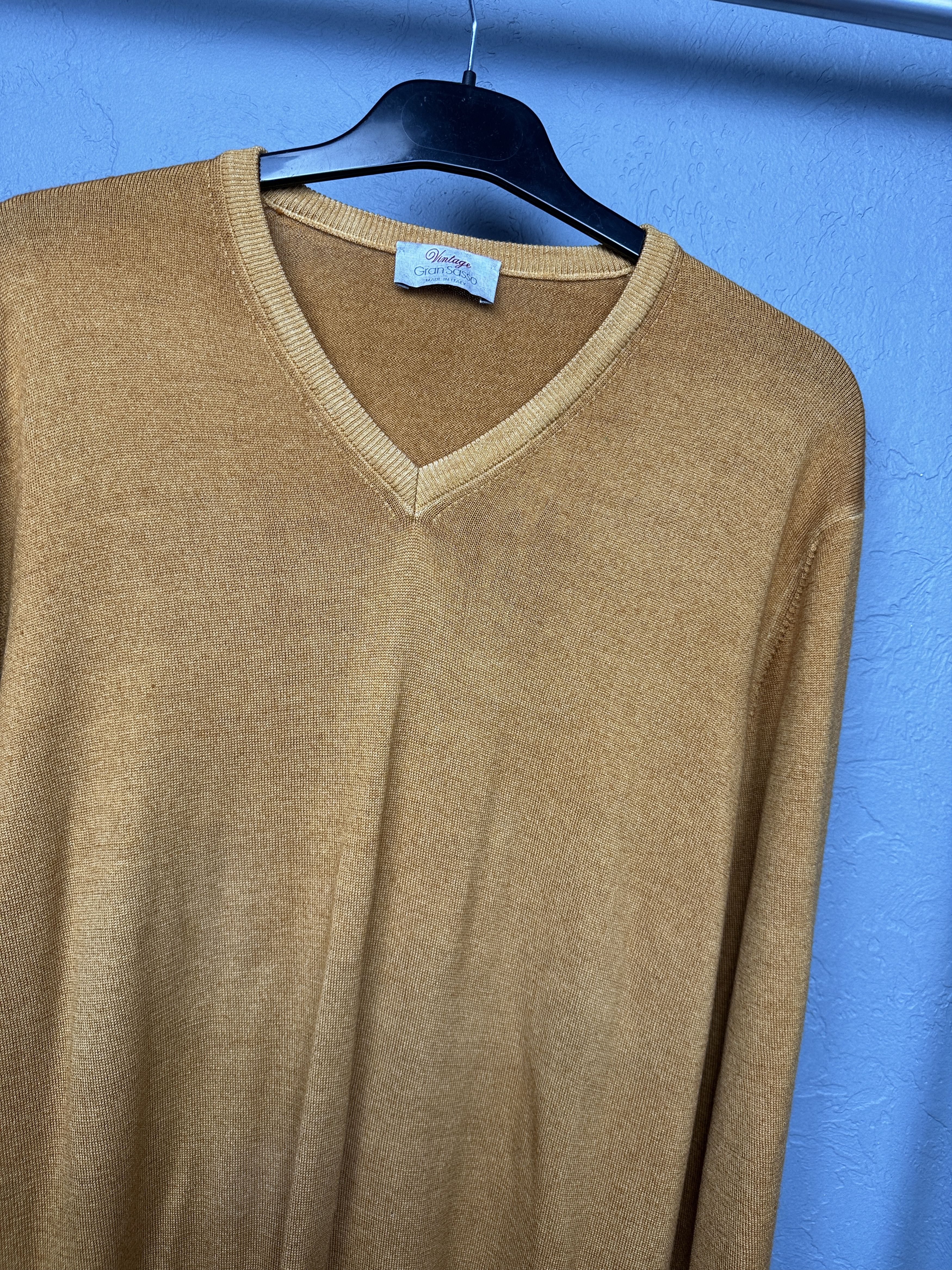 Gran Sasso Gran Sasso Vintage Mens V-Neck Wool Sweater Size US L / EU 52-54 / 3 - 2 Thumbnail