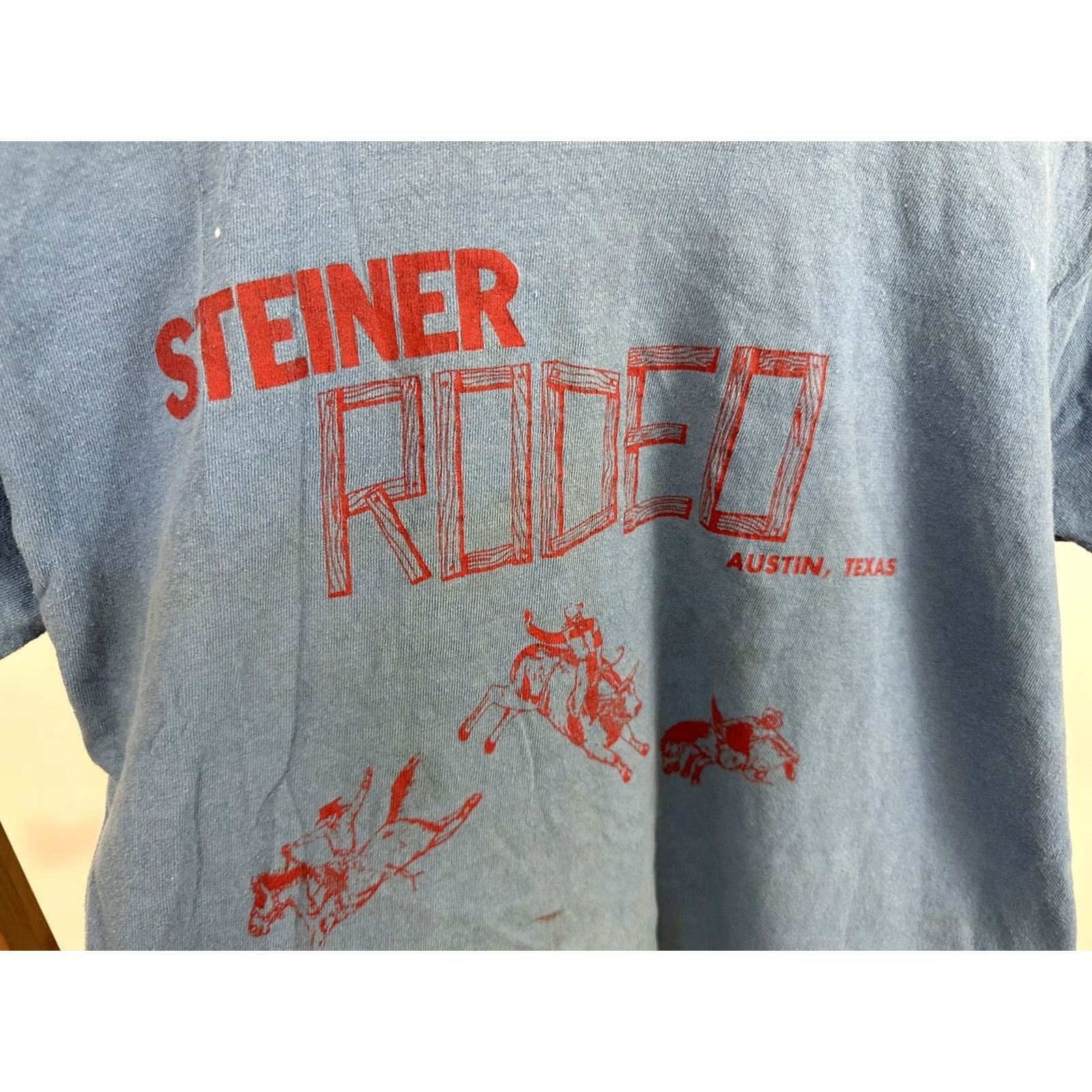 Russell Athletic VTG 70s Steiner Rodeo Texas Cowboy Bull Riding Short Sleeve Russell T-Shirt L Blue Size US L / EU 52-54 / 3 - 4 Thumbnail