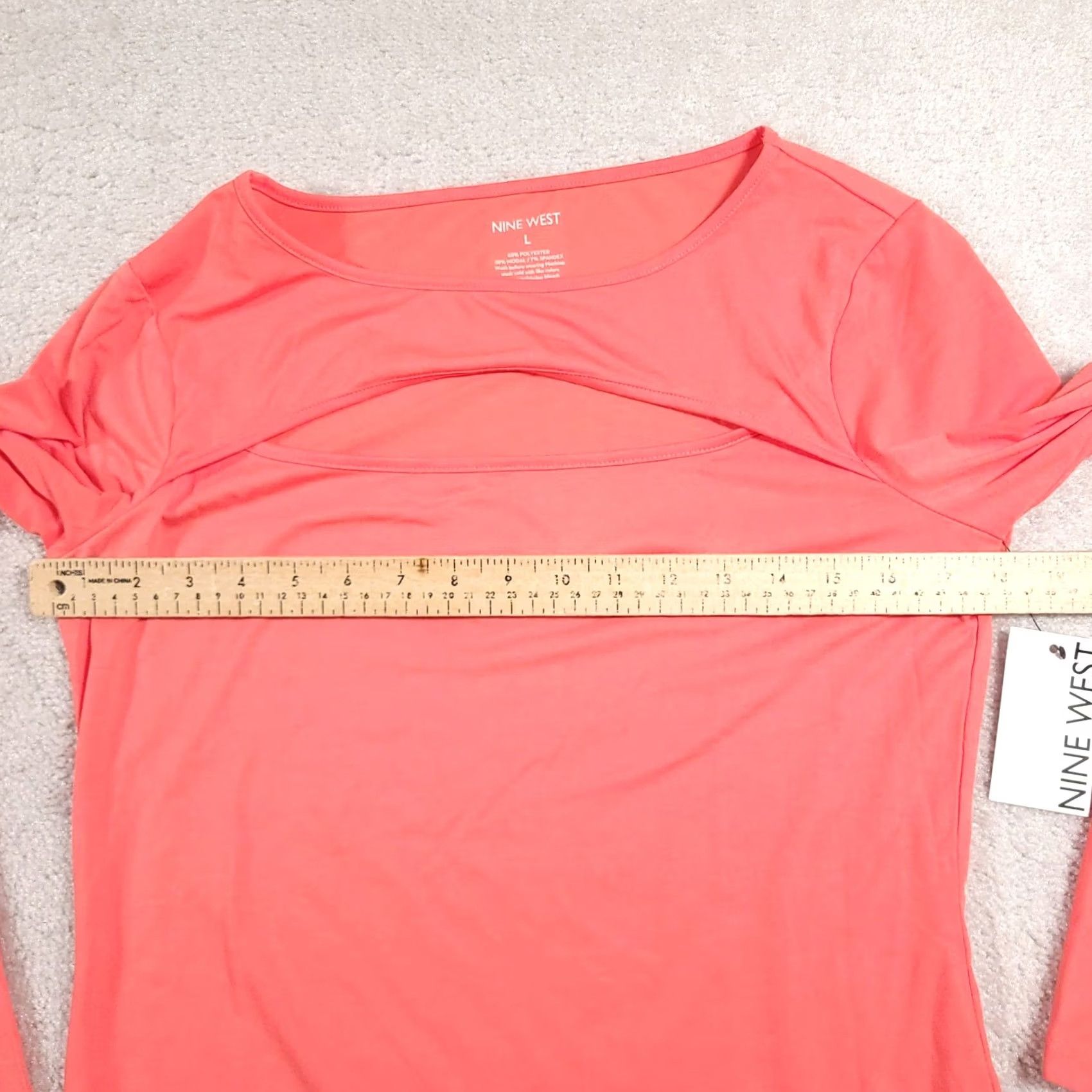 Nine West Nine West Shirt Women's Large Coral Keyhole Neckline Athletic Stretch Yoga Size L / US 10 / IT 46 - 5 Thumbnail