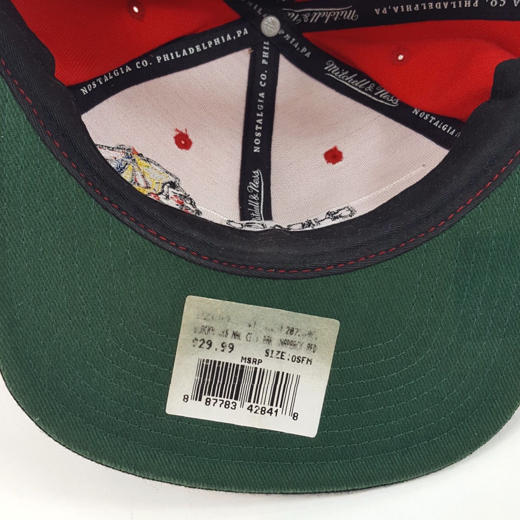 Mitchell & Ness VINTAGE Mitchell & Ness Chicago Blackhawks NHL Logo Wool Snapback Baseball Cap Hat One Size Red 90s Mens Size ONE SIZE - 7 Thumbnail