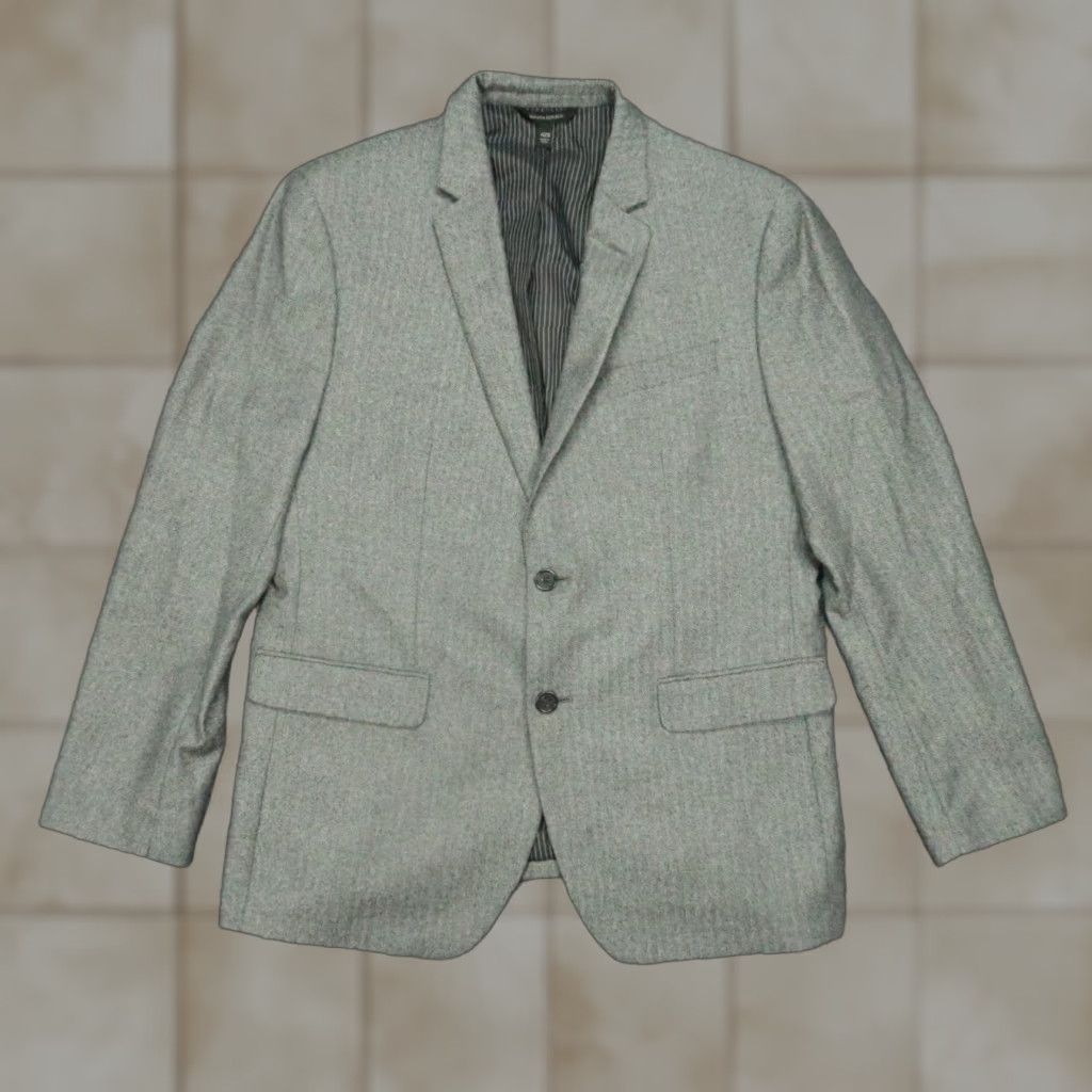 Banana Republic Banana Republic Blazer Men 42S Gray Herringbone Slim Wool Two-Button Notch Lapel Vintage No Size 42R - 1 Thumbnail