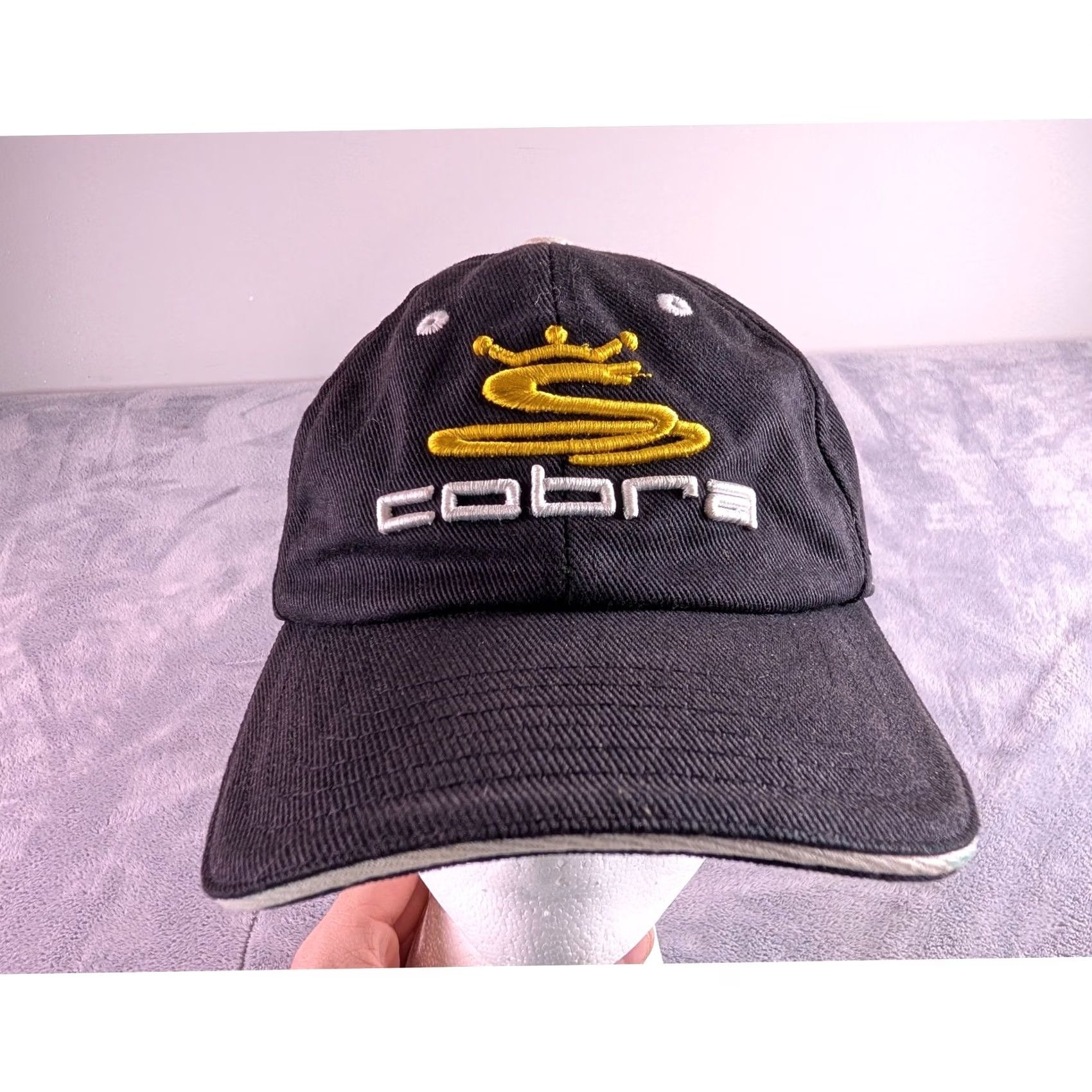 Logo 7 Cobra Golf Hat Black Embroidered Logo Adjustable Strapback Cap Mens Twill Cotton" Size ONE SIZE - 2 Thumbnail