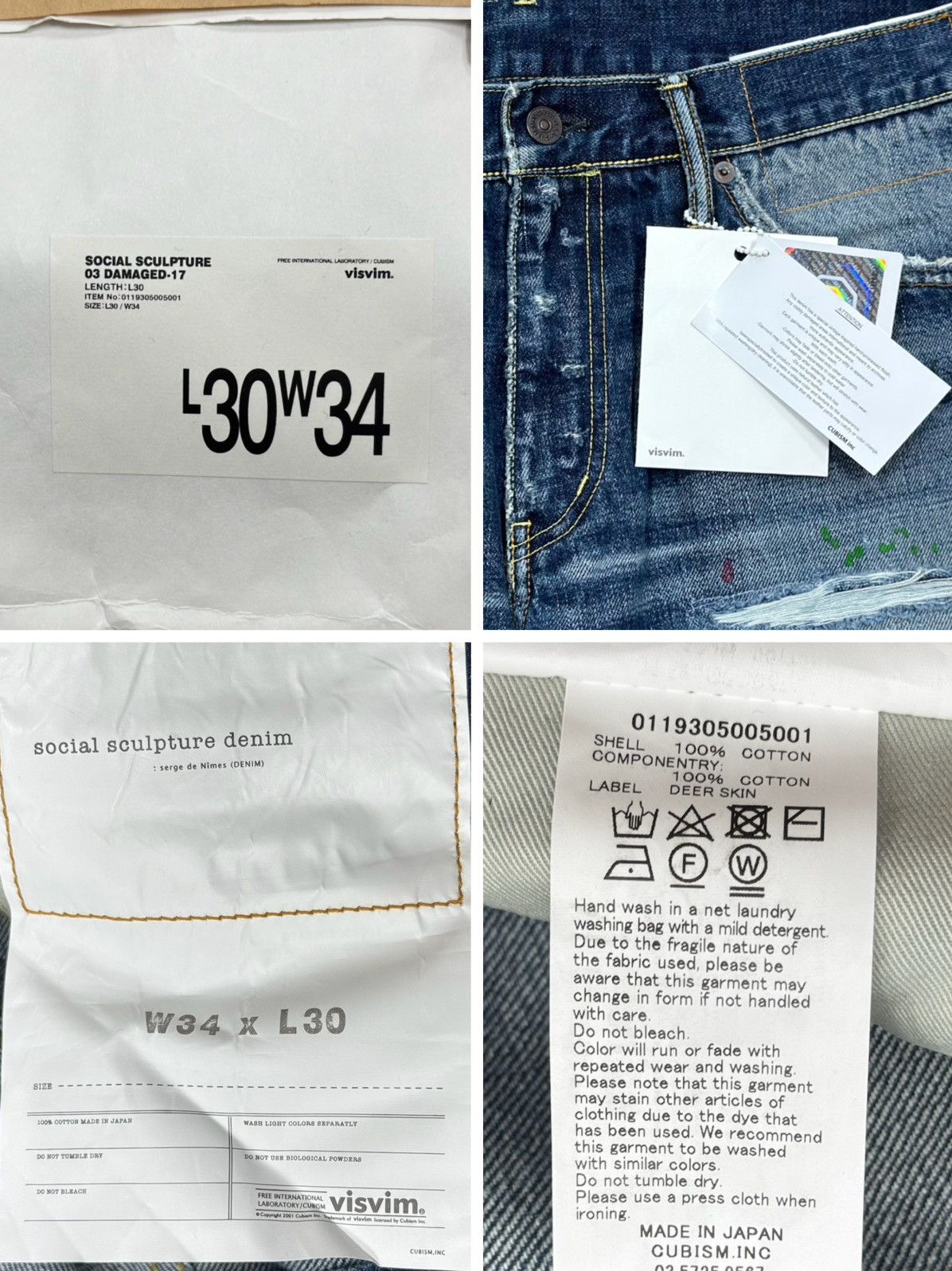Visvim Visvim 19ss Social Sculpture 03 Damaged-17 03D17 Size US 34 / EU 50 - 8 Thumbnail