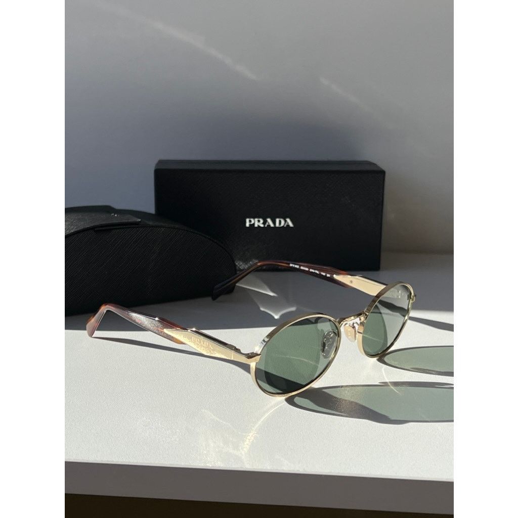 Prada NEW Prada PR65ZS Oval Sunglasses in Gold Green Size ONE SIZE - 6 Thumbnail