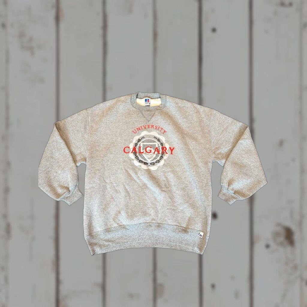 Vintage VINTAGE Russell Athletics University Of Calgary Gray Sweatshirt XL USA Men Pullover Crew Neck Fleece Cotton Size US XL / EU 56 / 4 - 1 Thumbnail