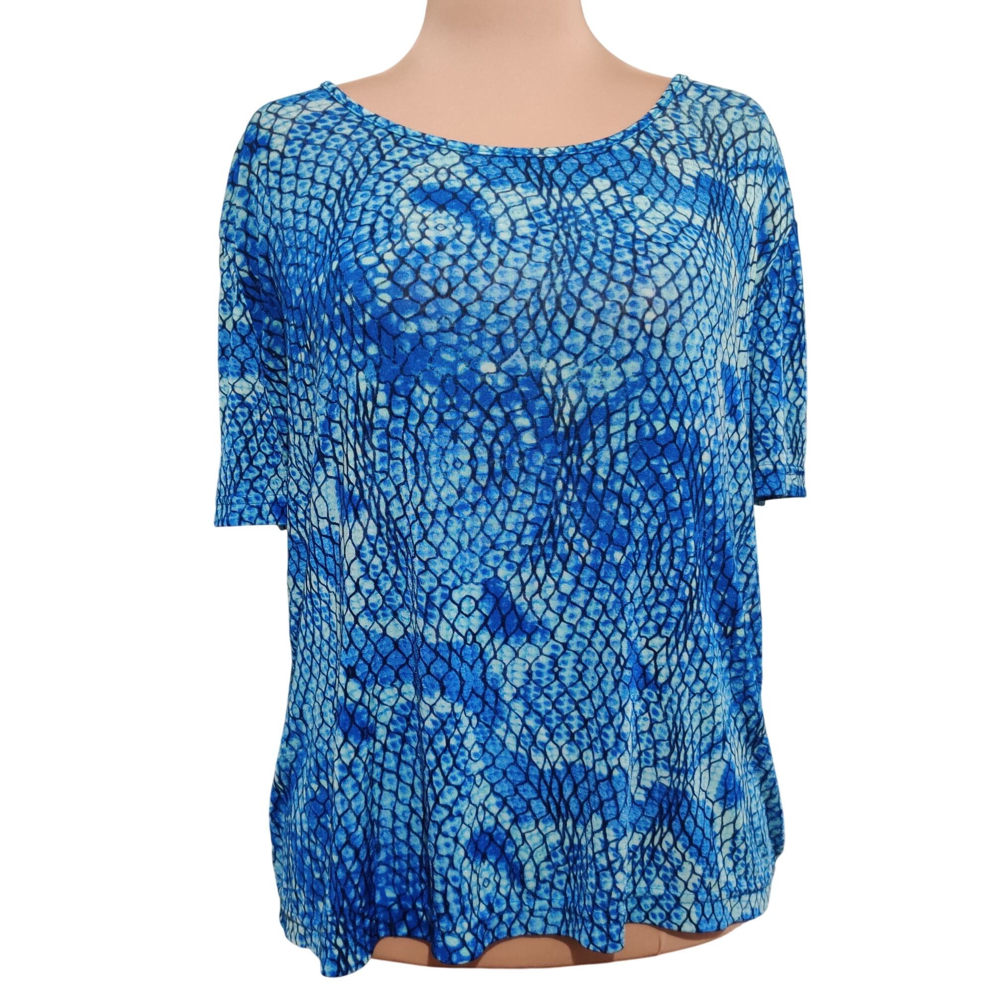 Other Jaclyn Smith XL Blue Snake Reptile Print Stretchy Top Bold Y Size XL / US 12-14 / IT 48-50 - 1 Thumbnail