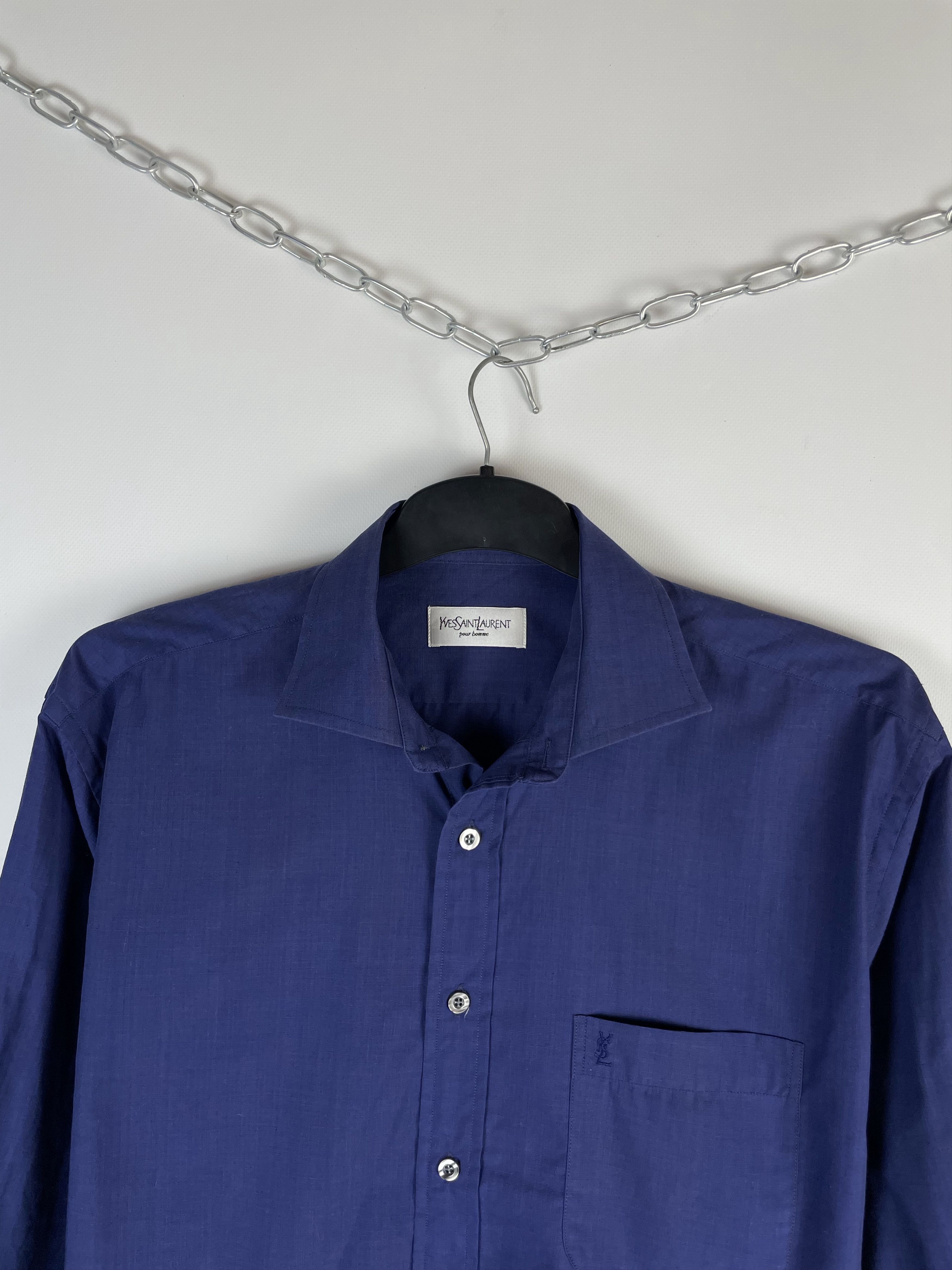 Vintage × Yves Saint Laurent Vintage YvesSaintLaurent Ysl Pour Homme Button Up Shirt Size US L / EU 52-54 / 3 - 3 Thumbnail