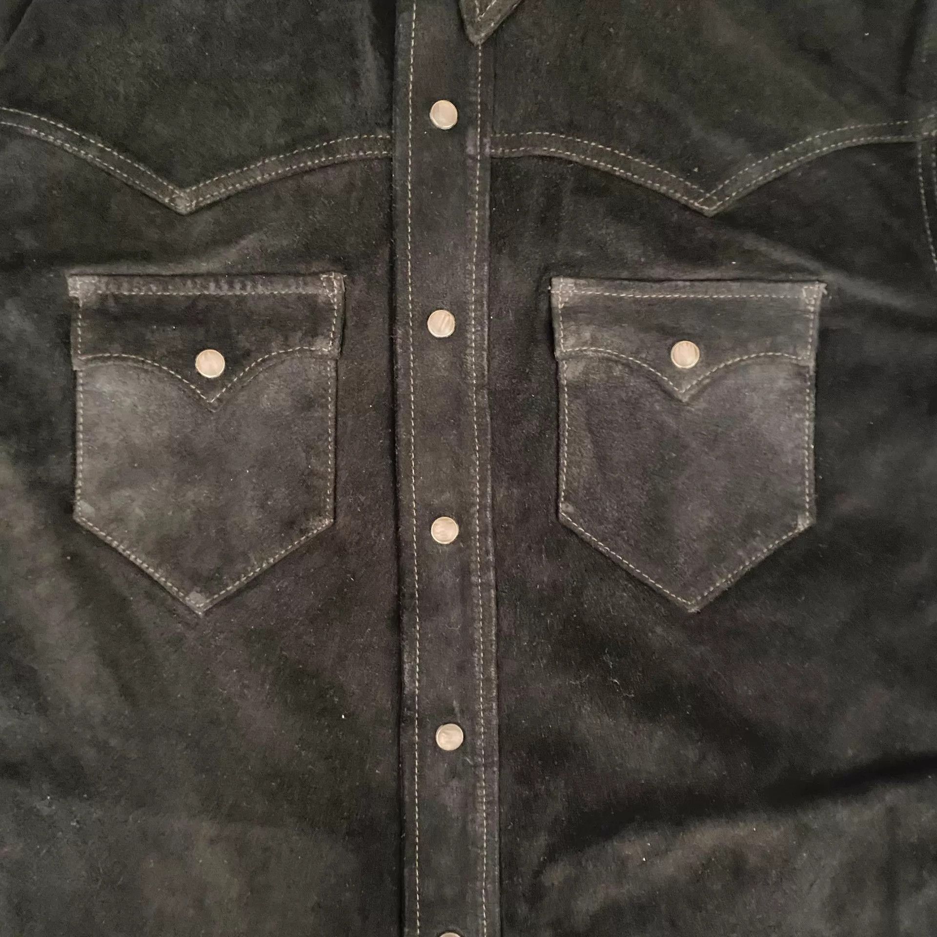Polo Ralph Lauren RRL Vintage Western Nubuck Leather Shirt Black M Size US M / EU 48-50 / 2 - 5 Thumbnail