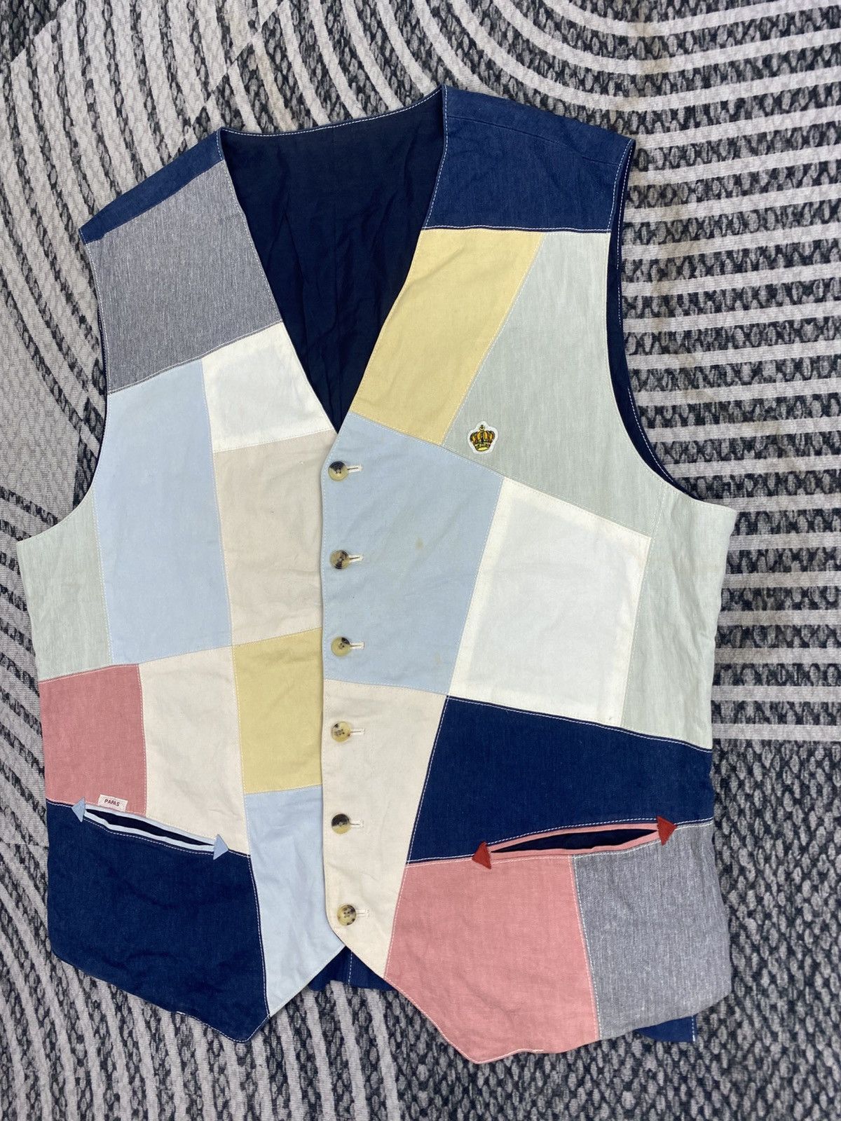 Japanese Brand Vtg Papas Patcwork Vest Made In Japan Size US M / EU 48-50 / 2 - 4 Thumbnail