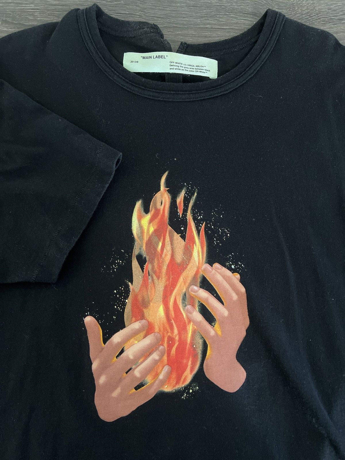 image of Off White Diag Fire Hands Shirt in Black, Men's (Size Large)