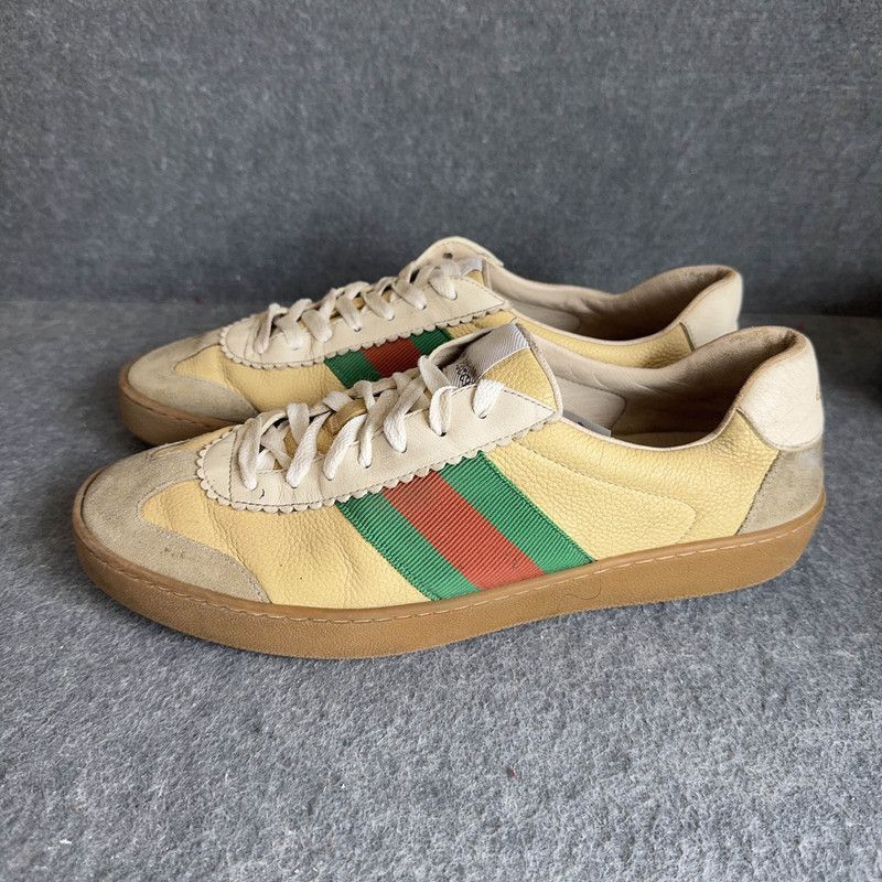 Gucci Gucci G74 Web Leather Low-Top Sneakers -2508 Size US 8.5 / EU 41-42 - 1 Thumbnail