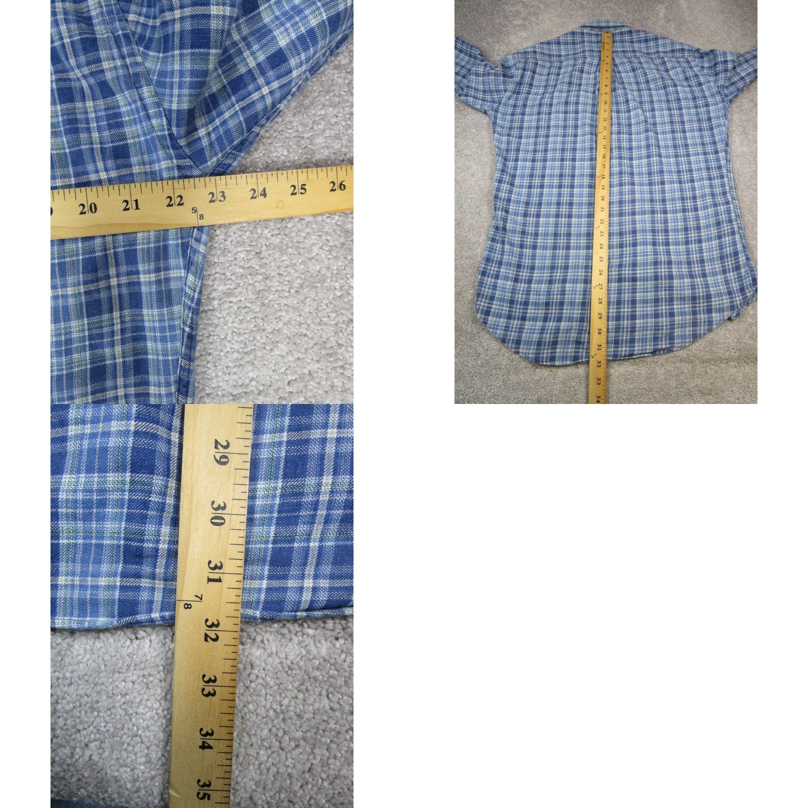 Peter Millar VINTAGE Peter Millar Mountainside Shirt Mens Medium Blue Plaid Cotton Knit Flannel Button-Up M Mens Size US M / EU 48-50 / 2 - 8 Thumbnail