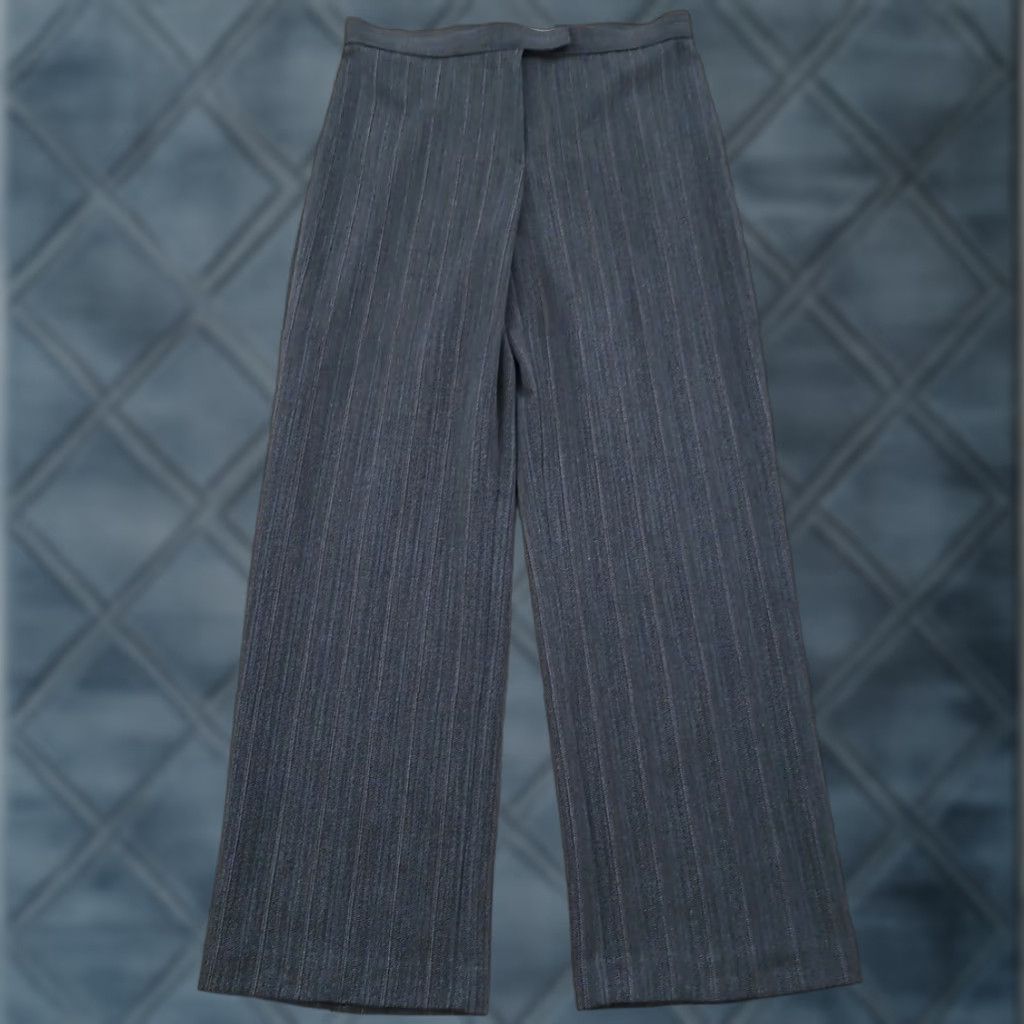 Vintage Sag Harbor Dress Pants Womens 8P Gray Striped 29x29 Mid Rise Petite Straight Pants Womens Mens Size 30" / US 8 / IT 44 - 1 Thumbnail