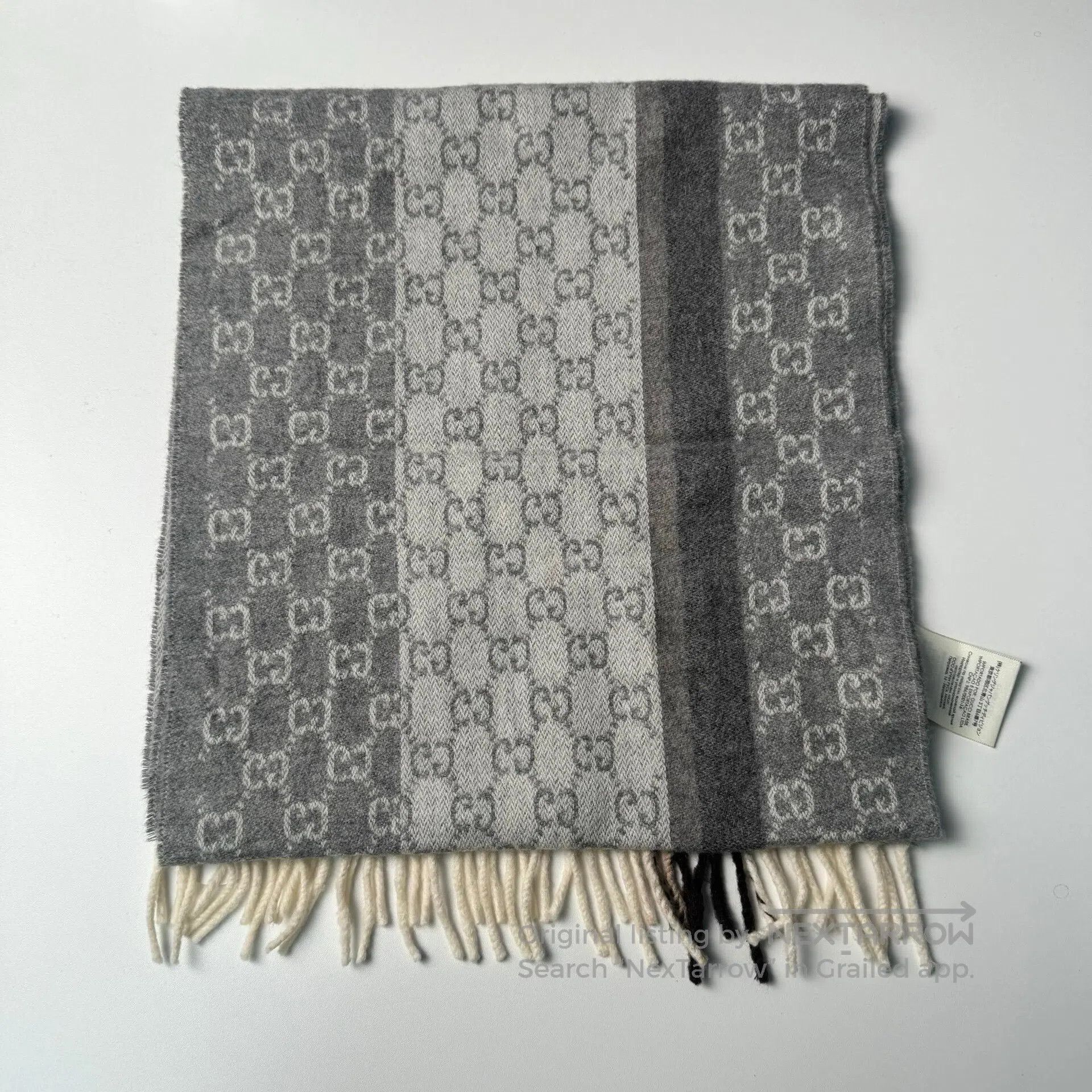 Gucci Guicci Gray Double G Jacquard Full Logo Wool and Cashmere Size ONE SIZE - 1 Thumbnail