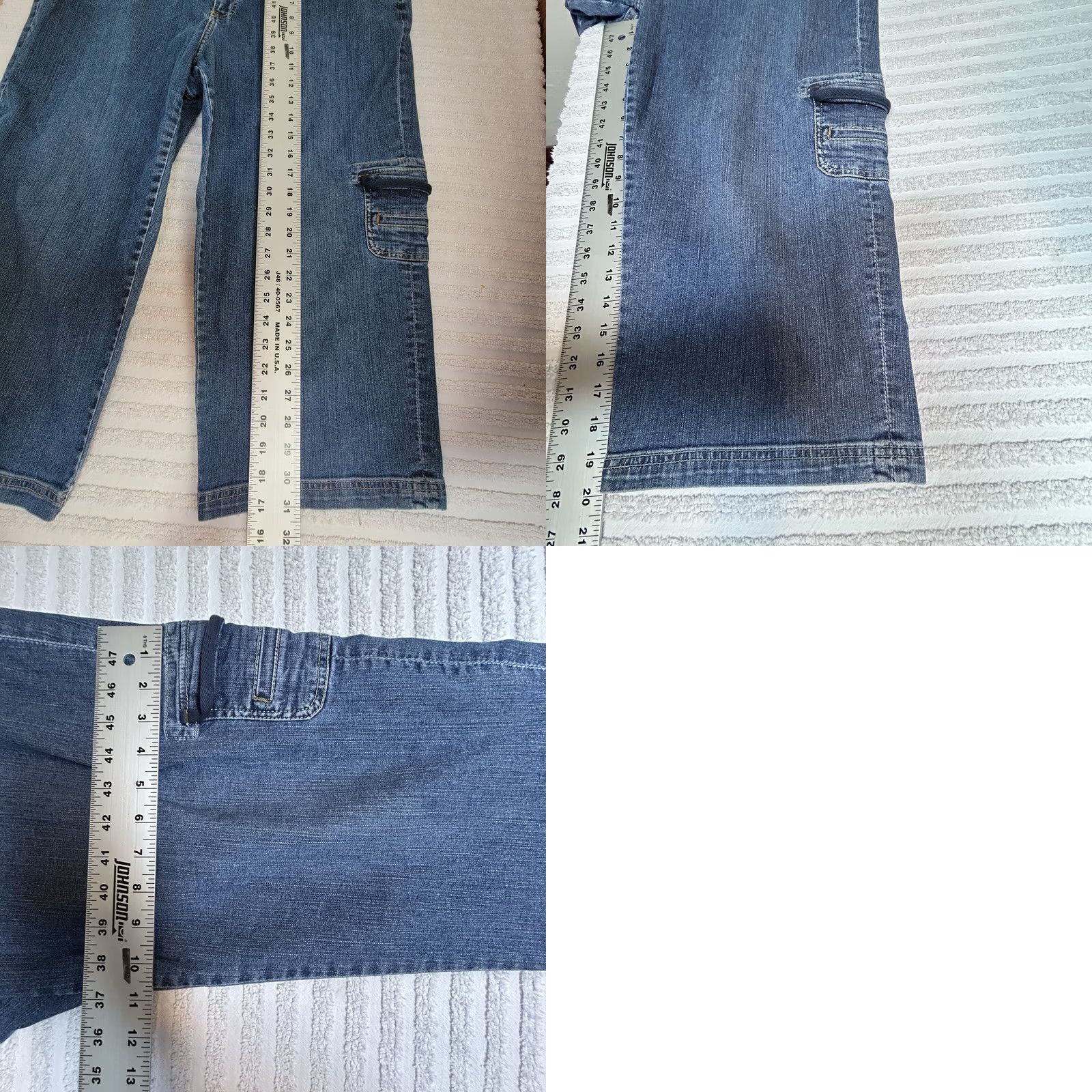 Vintage Chico's Platinum Womens High Rise Denim Wide-Leg Cargo Jeans Size 3 Blue Stretch Size 26" / US 2 / IT 38 - 8 Thumbnail