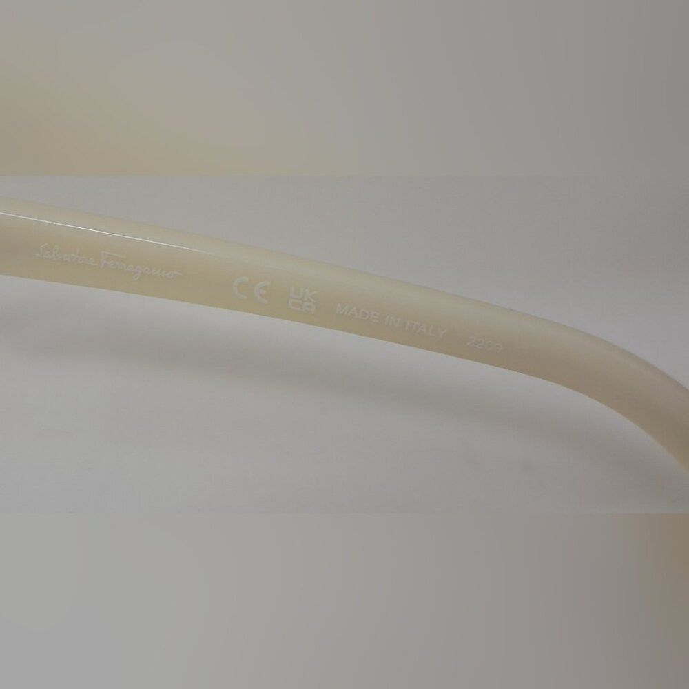 Salvatore Ferragamo Salvatore Ferragamo Sunglasses Ivory Cream Green Temple Log Size ONE SIZE - 6 Thumbnail