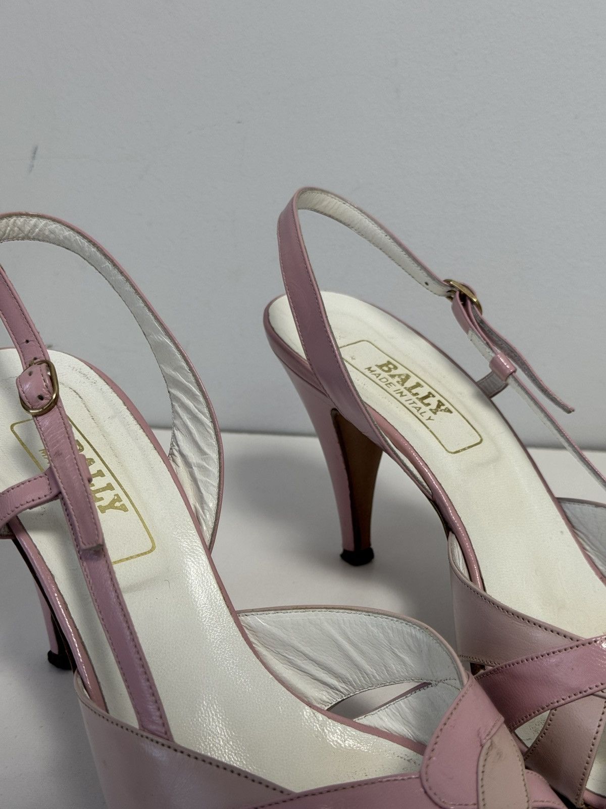 Bally Bally Pink Leather Slingback Heels Peep Toe Strappy Pumps Size US 10 / IT 40 - 4 Thumbnail