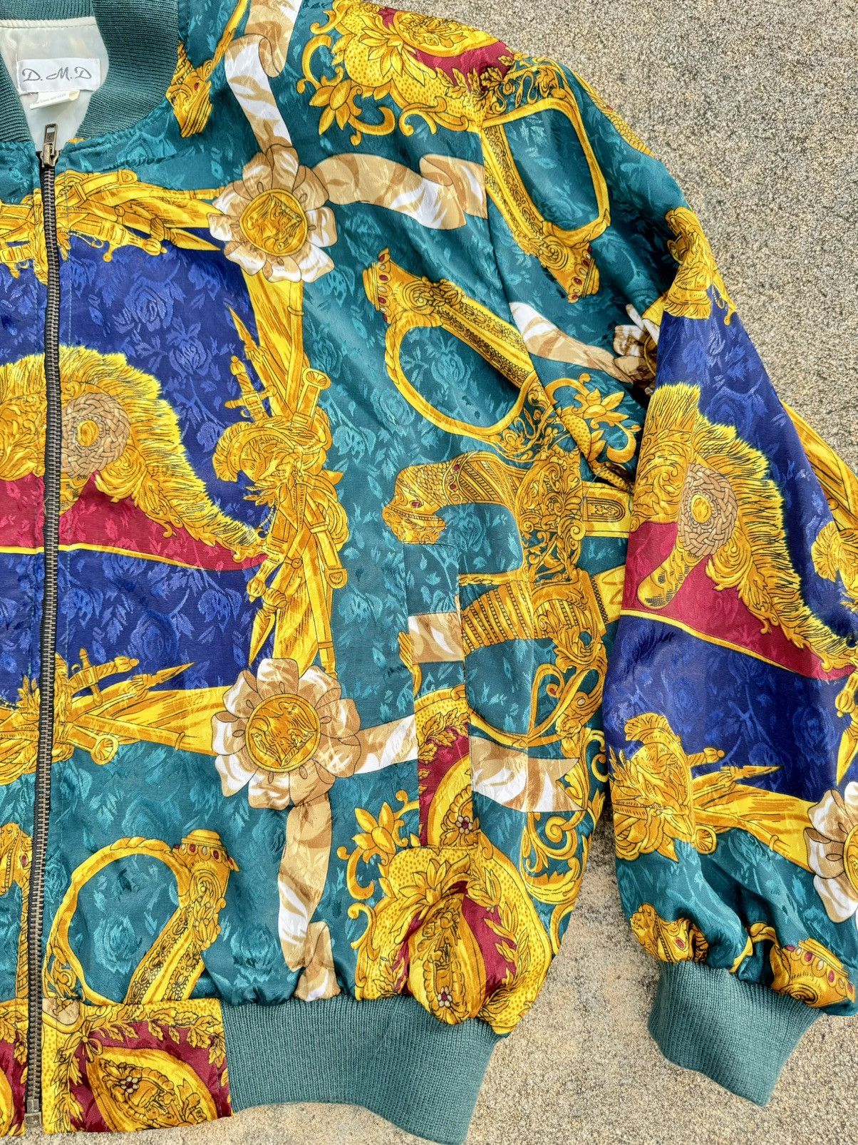 Designer × Vintage 80’s Vintage Versace Style Silk Bomber Jacket Size US M / EU 48-50 / 2 - 3 Thumbnail