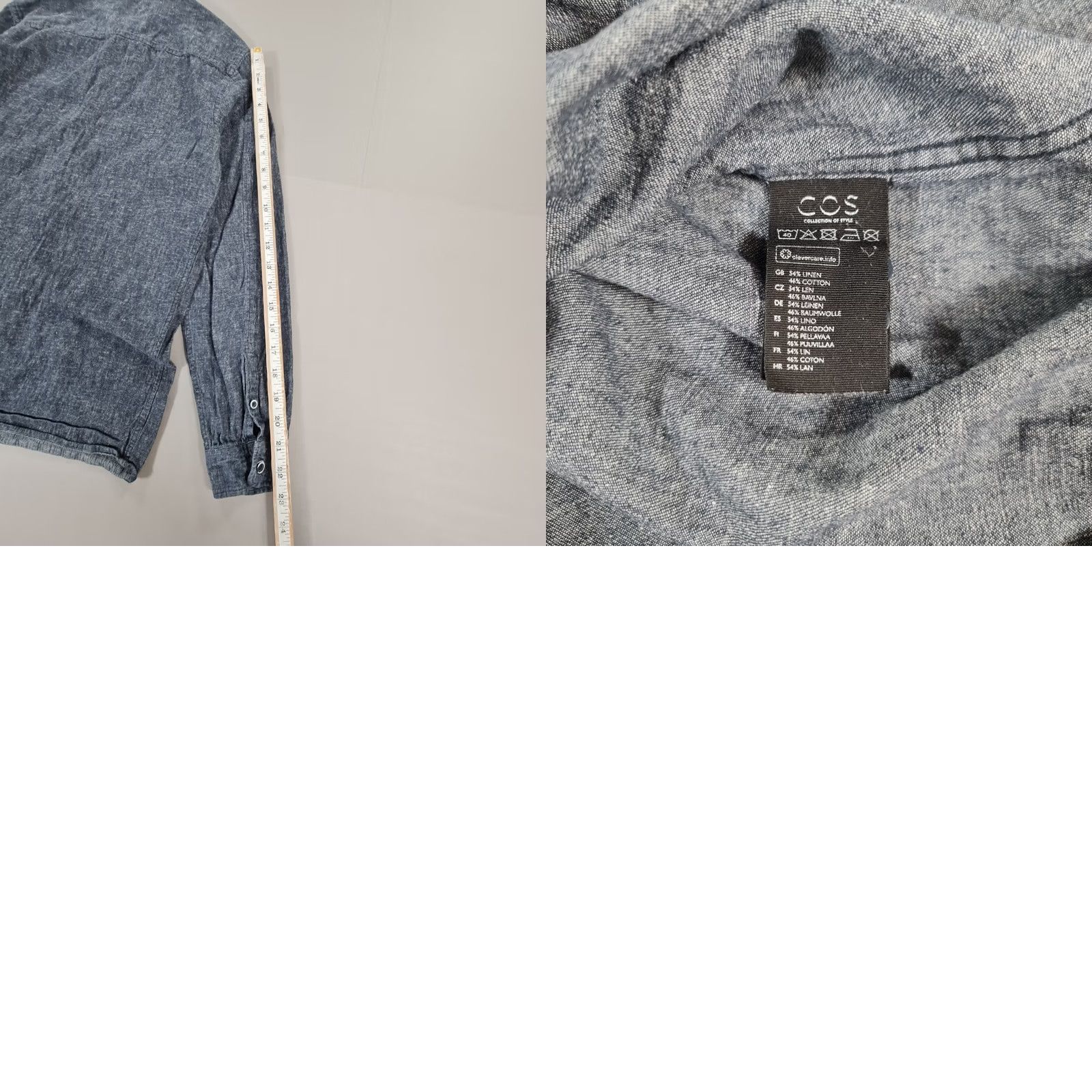 Cos COS Mens Shirt Blue Small Linen Blend Breathable Button Up Summer Holiday Shirt Mens Small Blue Linen Blend Size US S / EU 44-46 / 1 - 8 Thumbnail