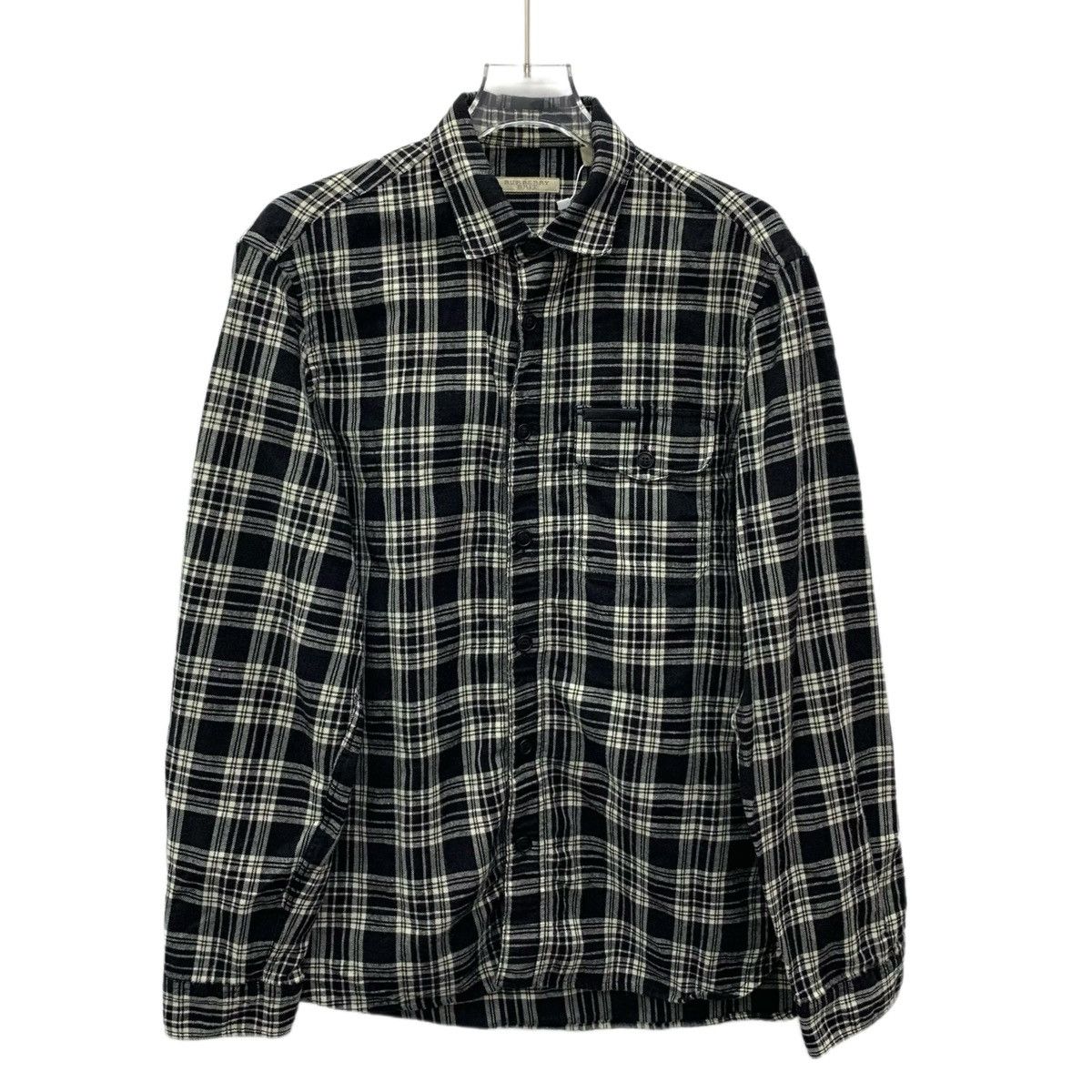 Burberry Burberry Black Check Wool Collared Long Sleeve Shirt K26WX Size US M / EU 48-50 / 2 - 1 Thumbnail
