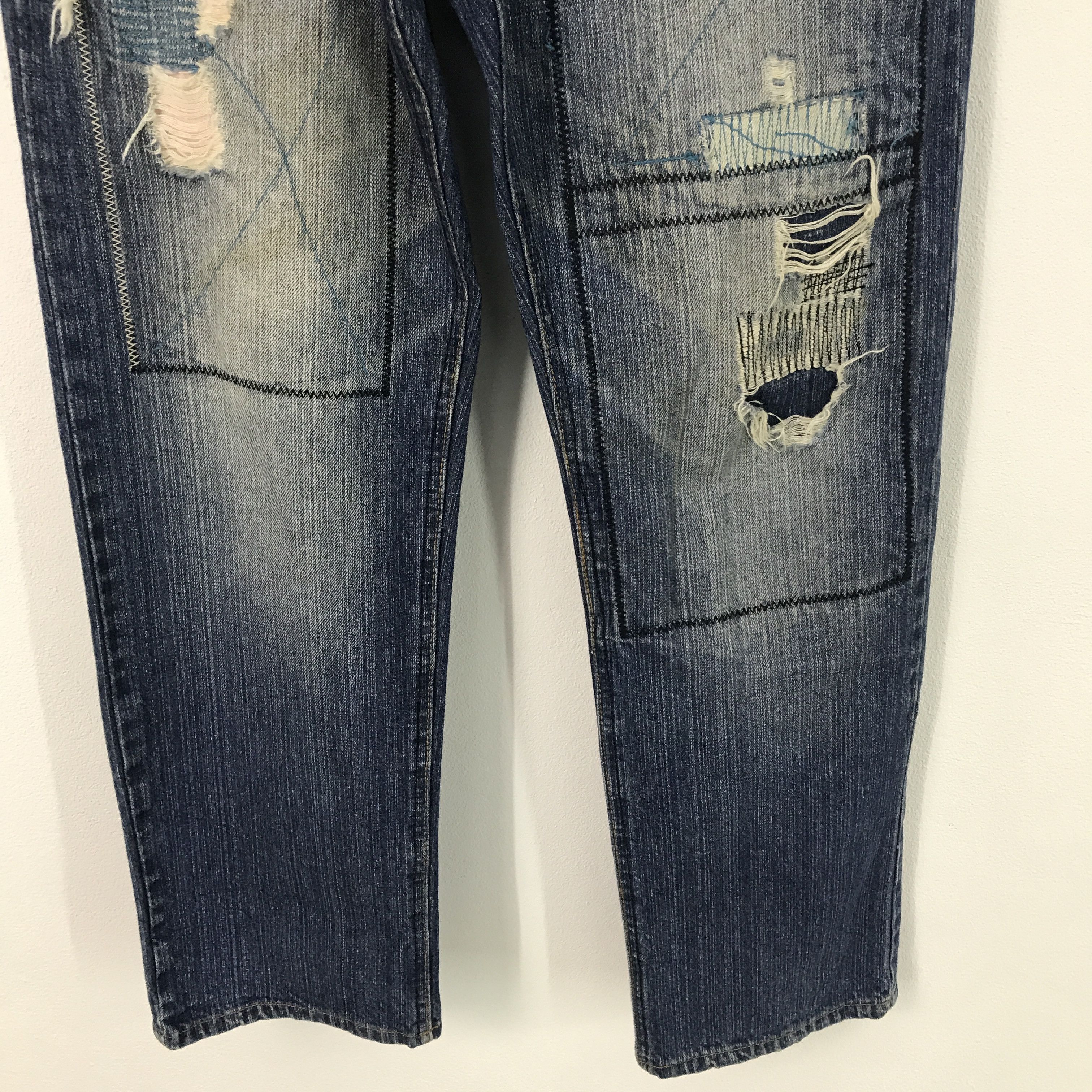 Japanese Brand Rare decomp Japan patchwork design distressed style pants Size US 31 - 3 Thumbnail