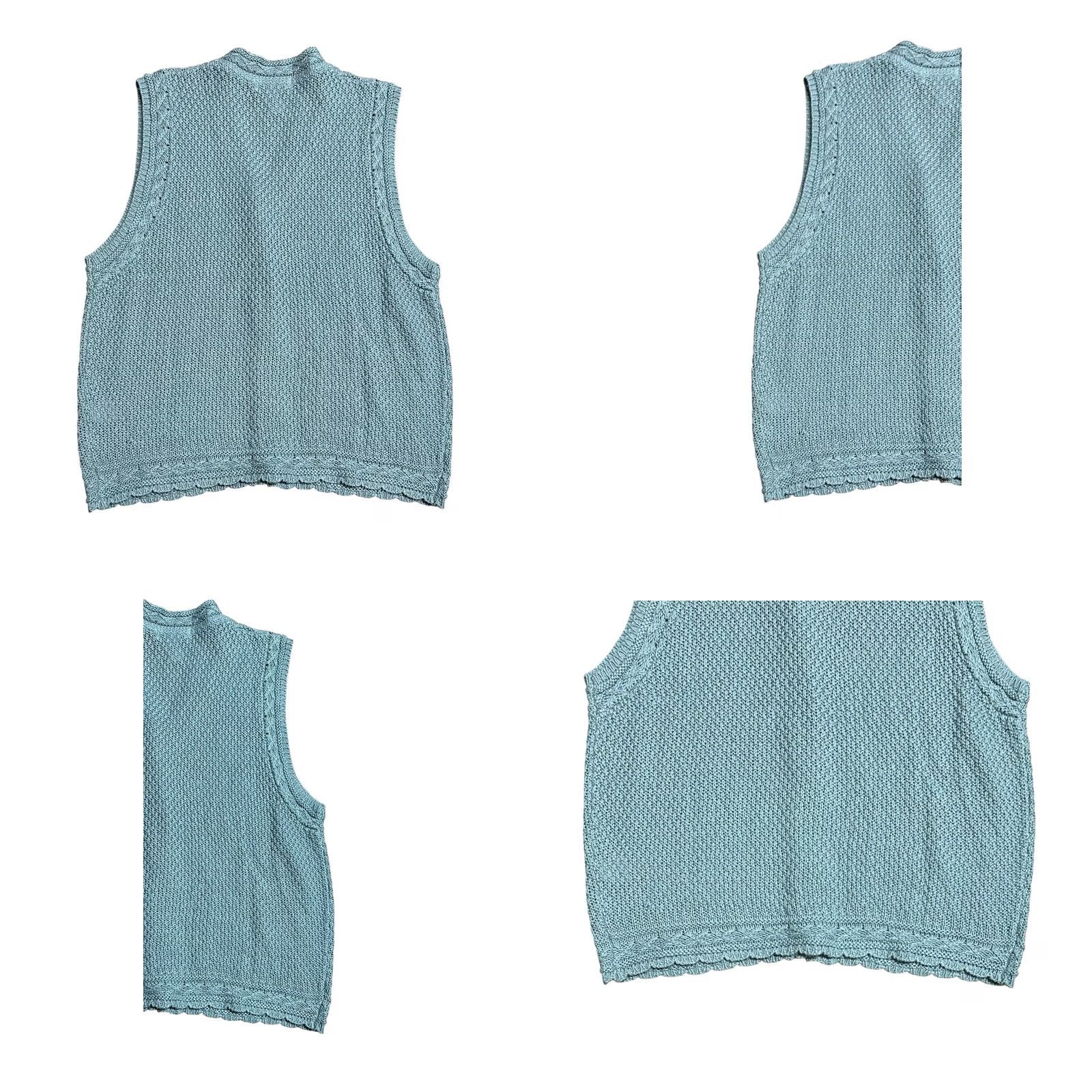 Vintage VINTAGE L.L.Bean Women's Crocheted Vest Blue Knit Bohemian Sz Large 90's Y2K Sleeveless V-Neck Regular Knit Style Size L / US 10 / IT 46 - 9 Thumbnail
