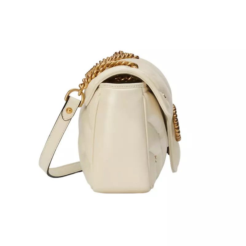 Gucci GUCCI GG Marmont Medium White Chevron Shoulder Bag Size ONE SIZE - 4 Thumbnail