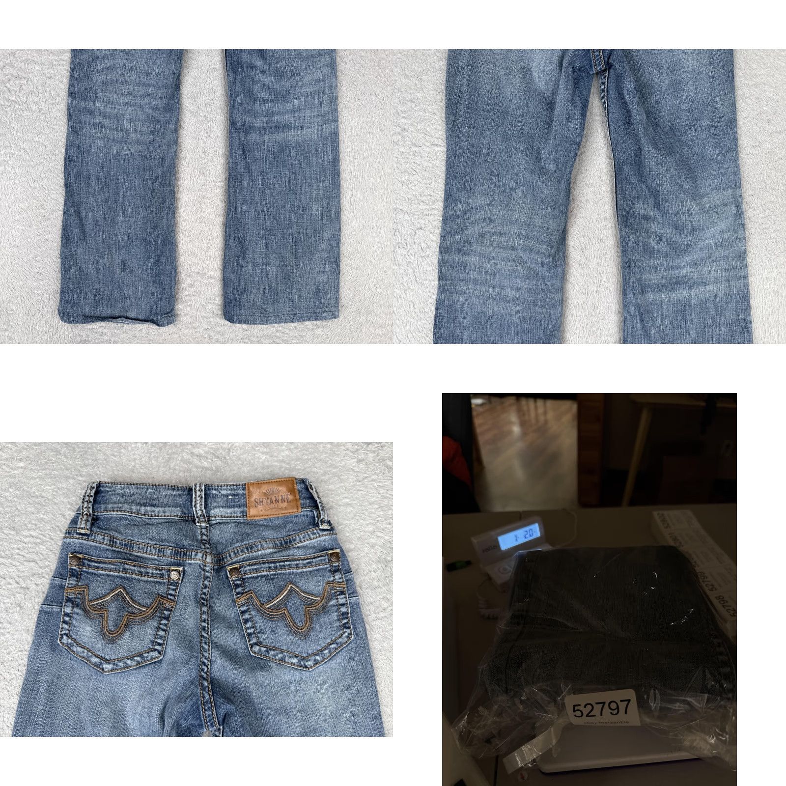 Vintage Shyanne Jeans Womens Bootcut Denim Blue 25x28 Stretch Embroidered Pockets Logo Cowboy Women Bootscut Jeans Size 42" / US 20 - 10 Thumbnail