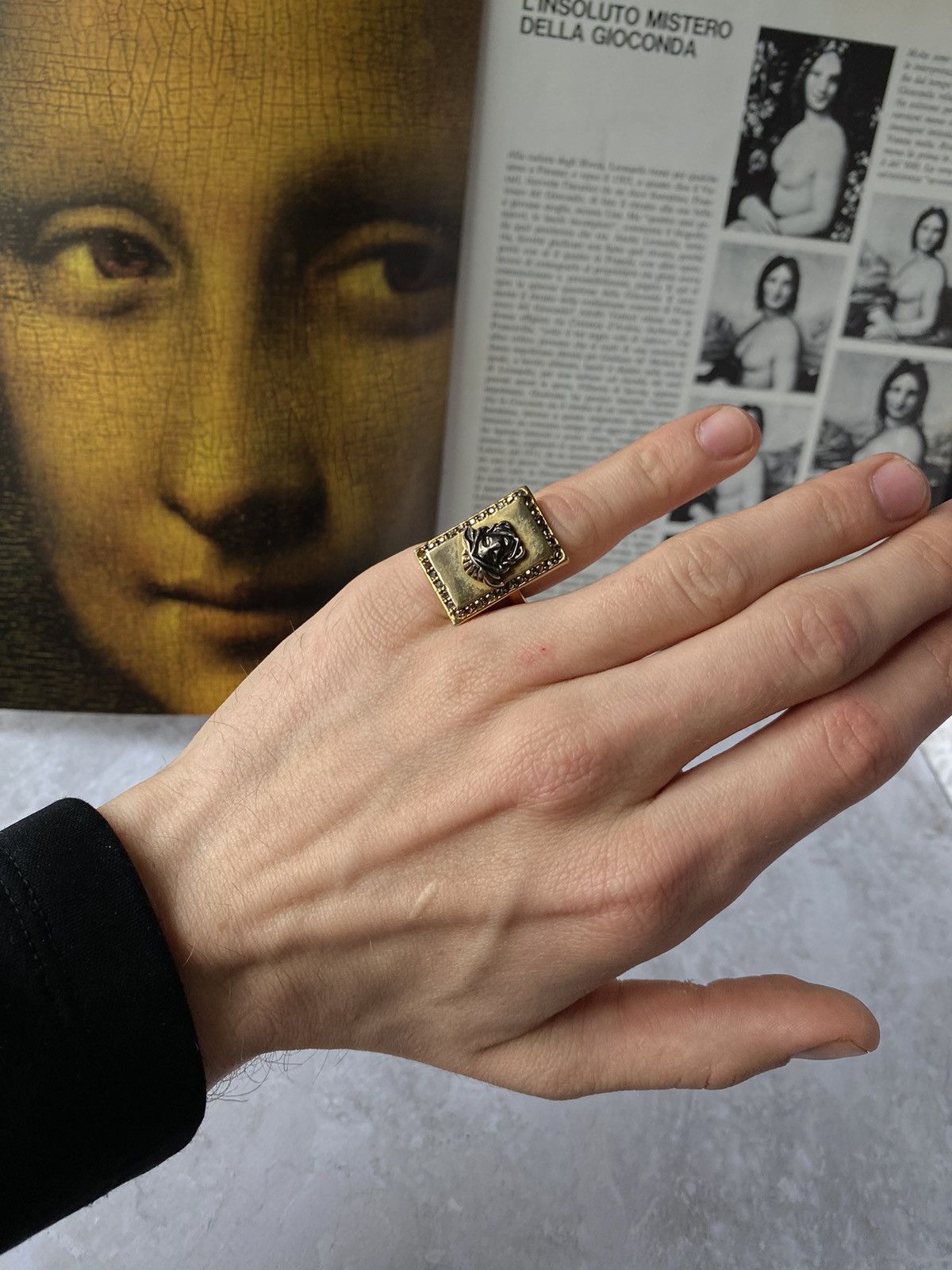Jewelry Luxury Gold Medusa Ring with Gemstones - Unique Style Size ONE SIZE - 1 Thumbnail