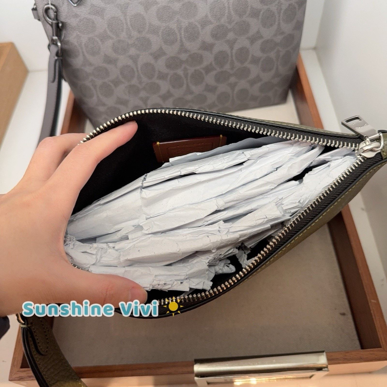 Coach NWT Coach Men's Pouch Soft pebble leather CCF33 Silver Olive Size ONE SIZE - 6 Thumbnail