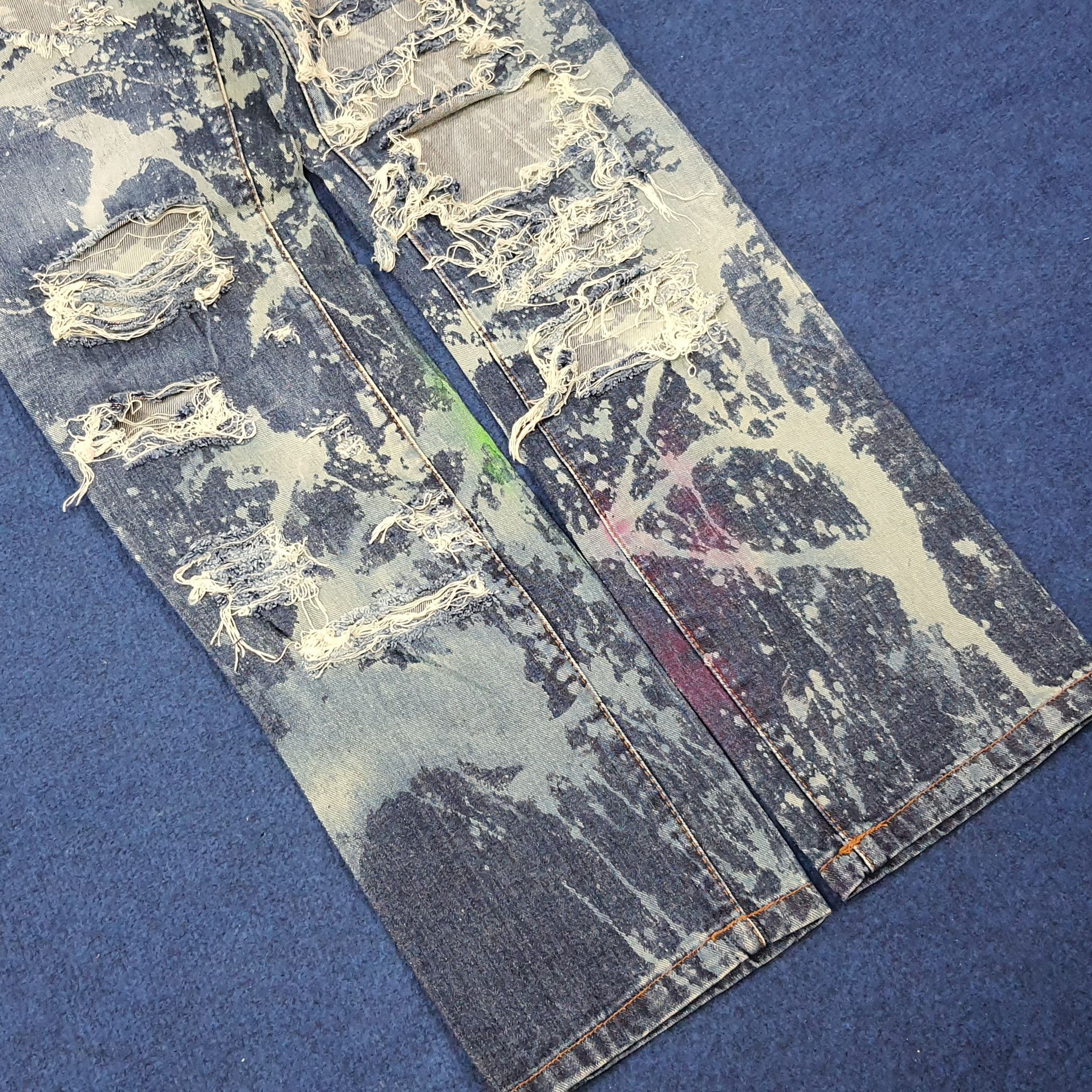 Vintage Vintage D/EX Denim Exchange Distressed Paint Jeans C272N2 Size US 33 - 3 Thumbnail